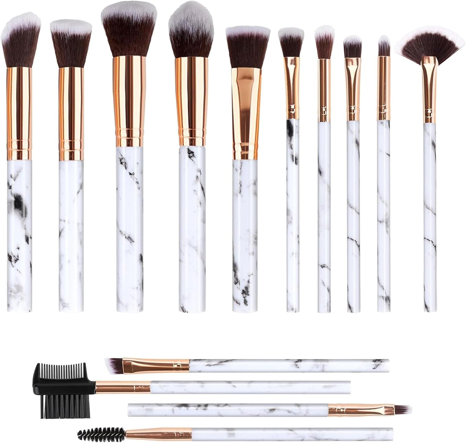 Conjunto de pincéis de maquilhagem de mármore, conjunto de pincéis com pincel para sombra de olhos pincel corretivo pincel para blush, pincel de maquilhagem, 14 pincéis de maquilhagem