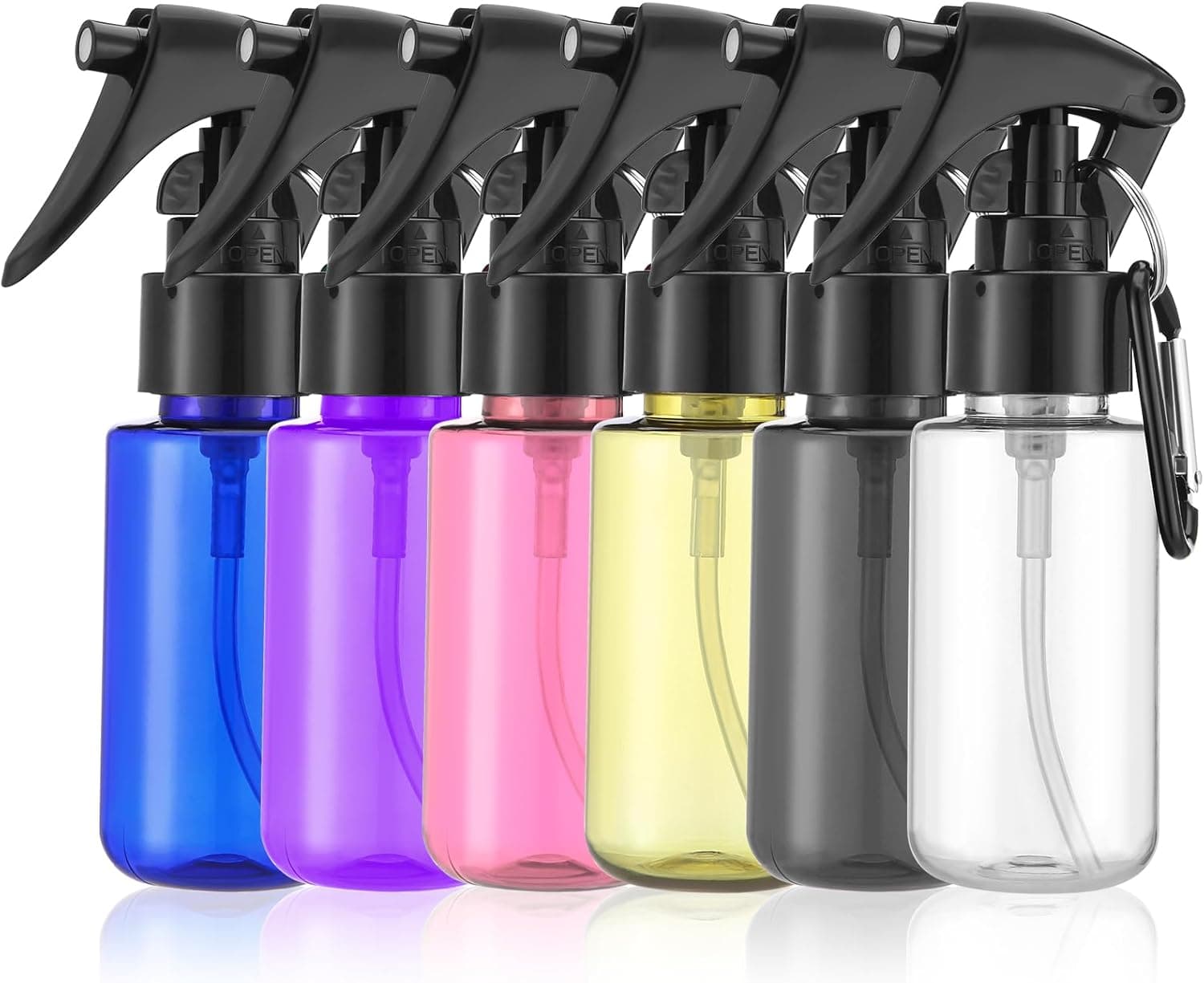 Jostift | Conjunto de 6 frascos spray recarregáveis de 60 ml com mosquetão para perfumes e viagens