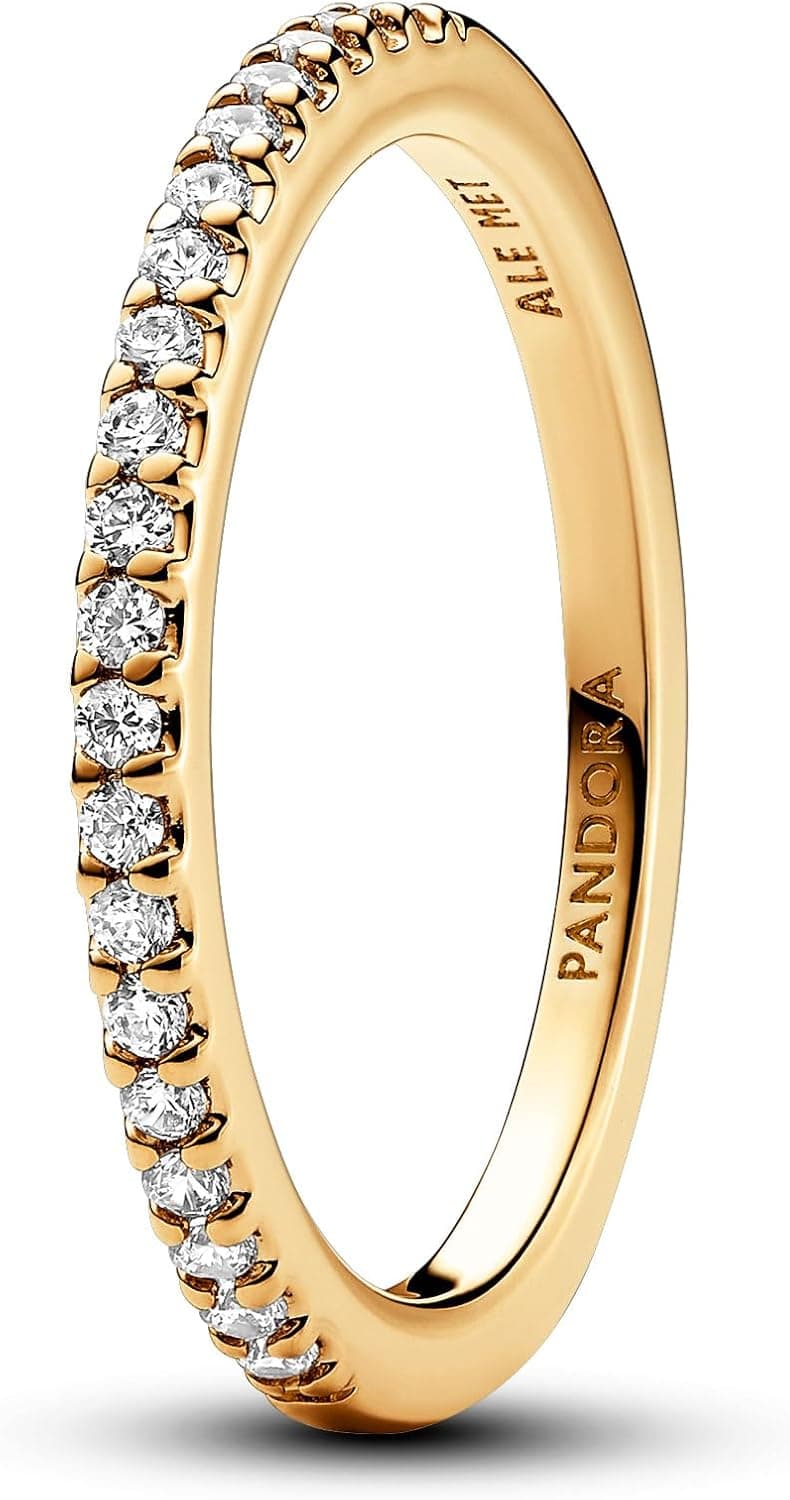 PANDORA Timeless Anel banhado a ouro de 14 quilates com zircões cúbicas transparentes