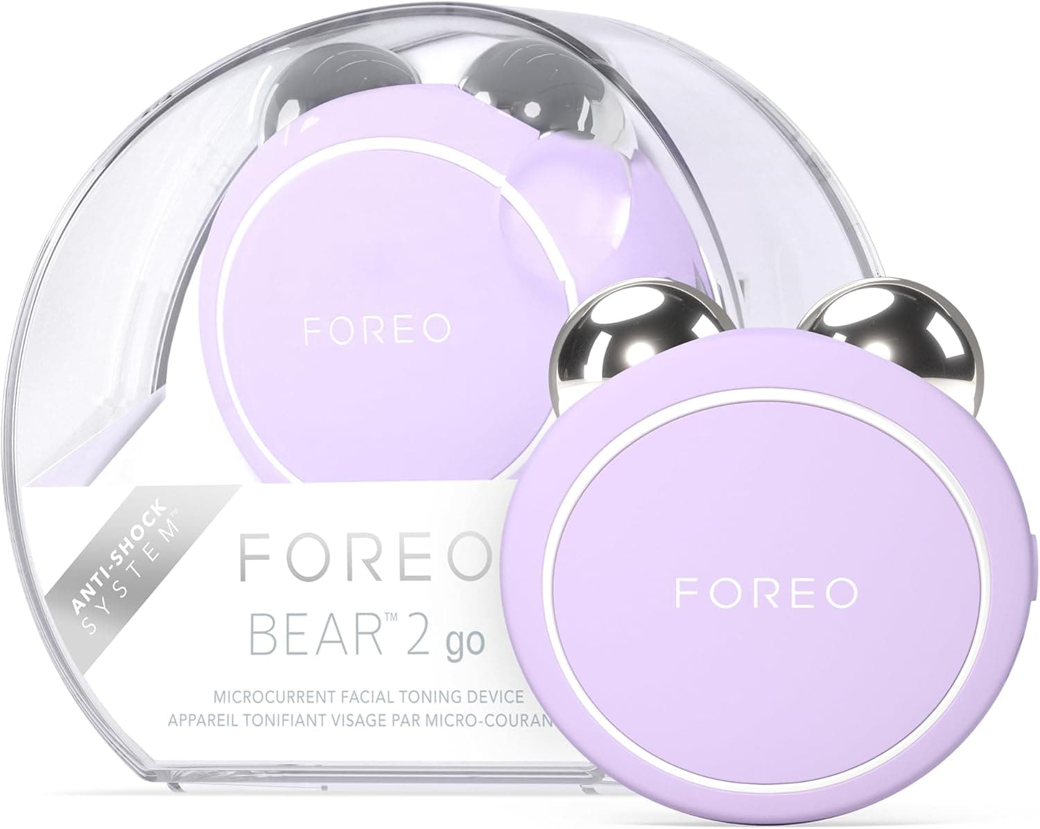FOREO BEAR 2 go, tonificador facial de microcorrentes para levar em viagem, massajador facial anti-rugas, redutor de queixo facial, levantamento facial imediato, afirma e define, lavável