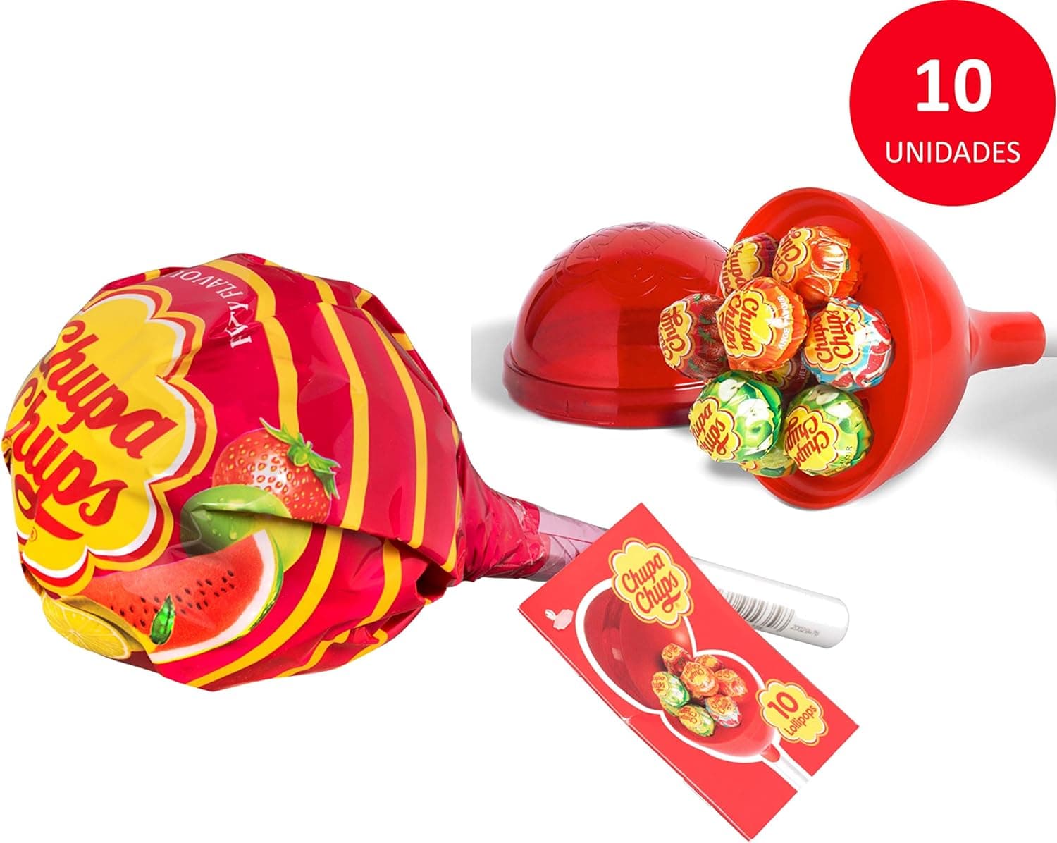 Chupa Chups Original caramelo com bastão, de sabores variados, 10 x 12 g