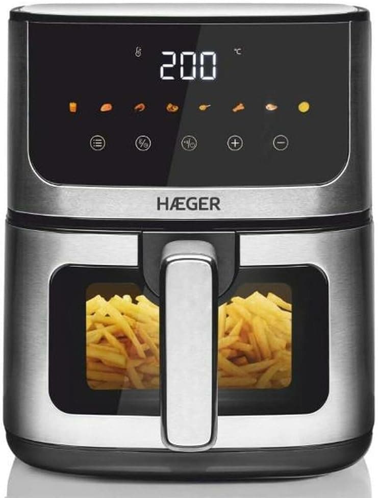 HAEGER Frigideira de ar Magic Window cinzento 1400 W