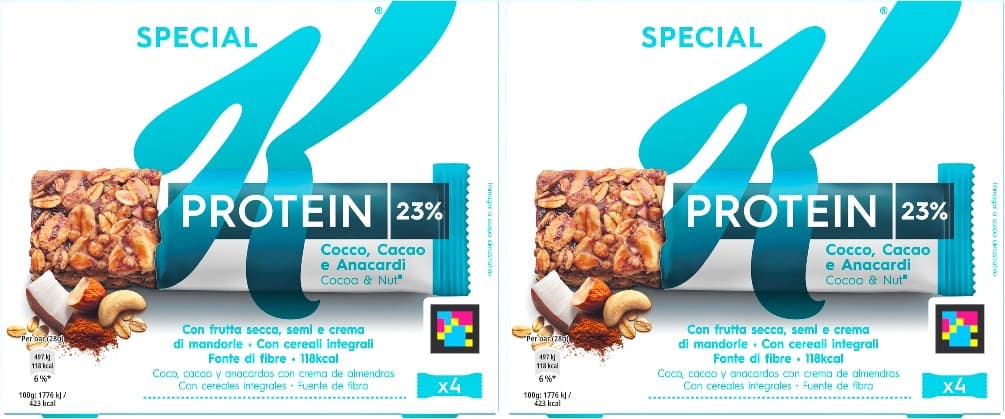 Kellogg's Special K barras de proteção coco, cacau e caju pack 4 x 28g x2