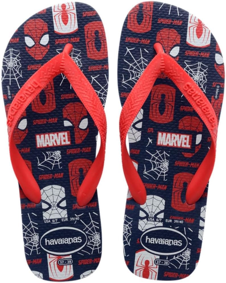 Havaianas - Top Marvel Logomania, chinelos confortáveis, leves e duráveis, estampado de super-heróis icónicos da Marvel, homem