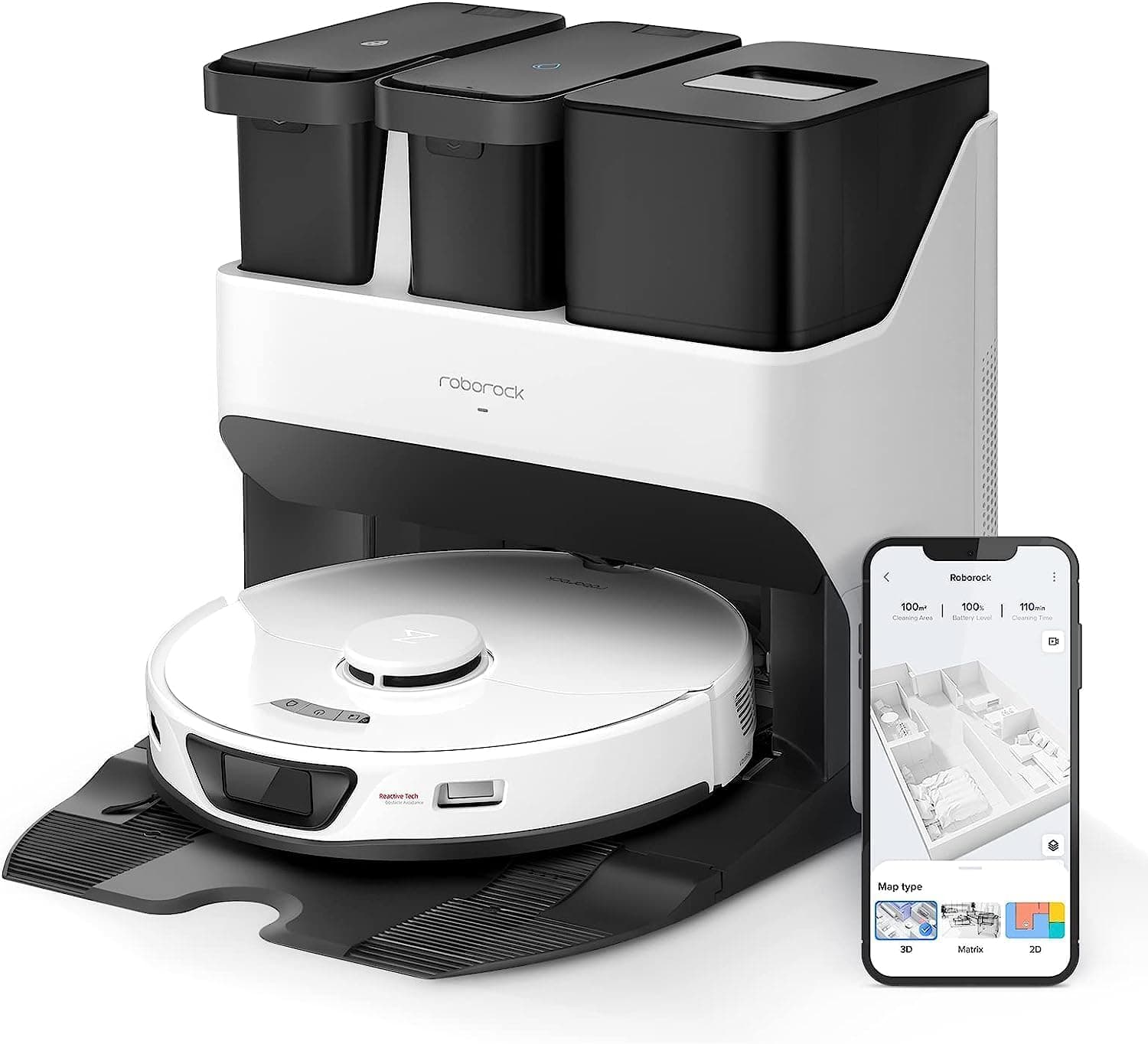 roborock S7 MAX Ultra Robot aspirador com prevenção ativa obstáculos 5500 Pa Robot aspirador e esfregona de chão vazio automático/lavagem automática/secagem automática/enchimento automático