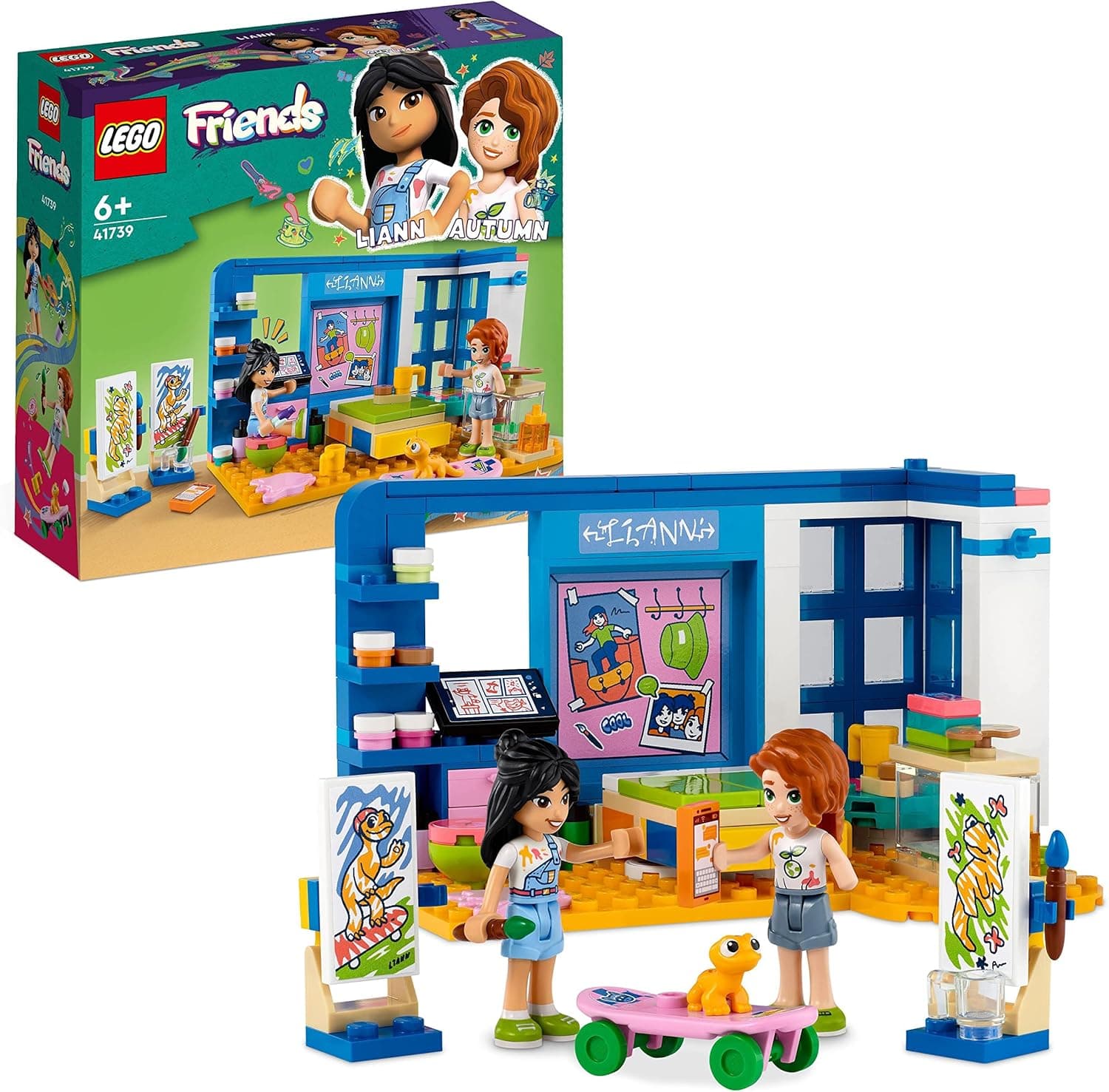 LEGO 41739 Friends quarto de Liann, arte e trabalhos manuais, mini boneca Autumun e cãozinho, personagens 2023, brinquedo colecionável para meninas e meninos de 6 anos ou mais