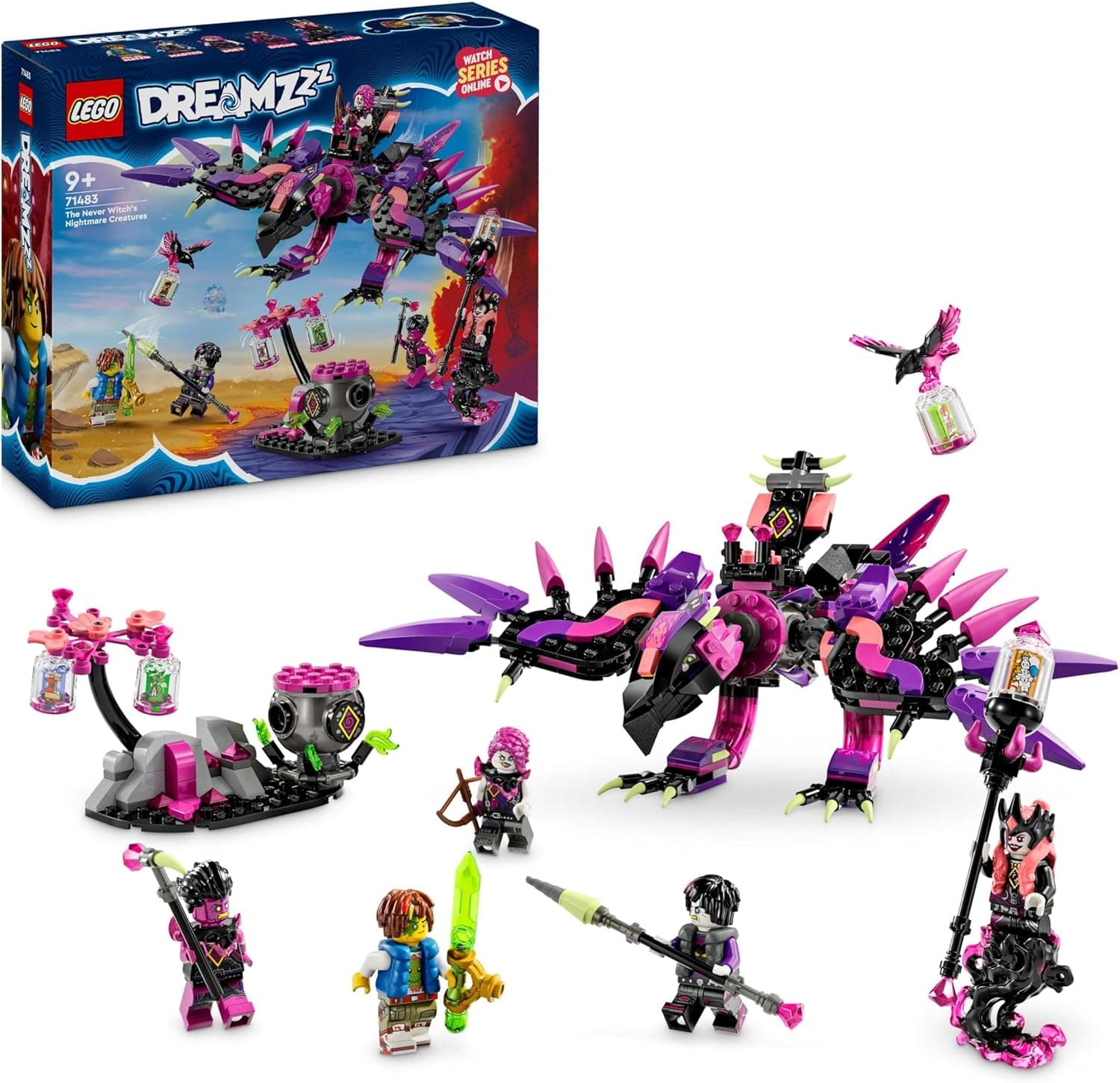 LEGO DREAMZzz 3 em 1 Criaturas dos Pesadelos da Bruxa Nunca – Figuras de Lobo ou Corvo, Jogo de Fantasia e Aventura, Presente para Crianças a partir dos 9 Anos, 71483