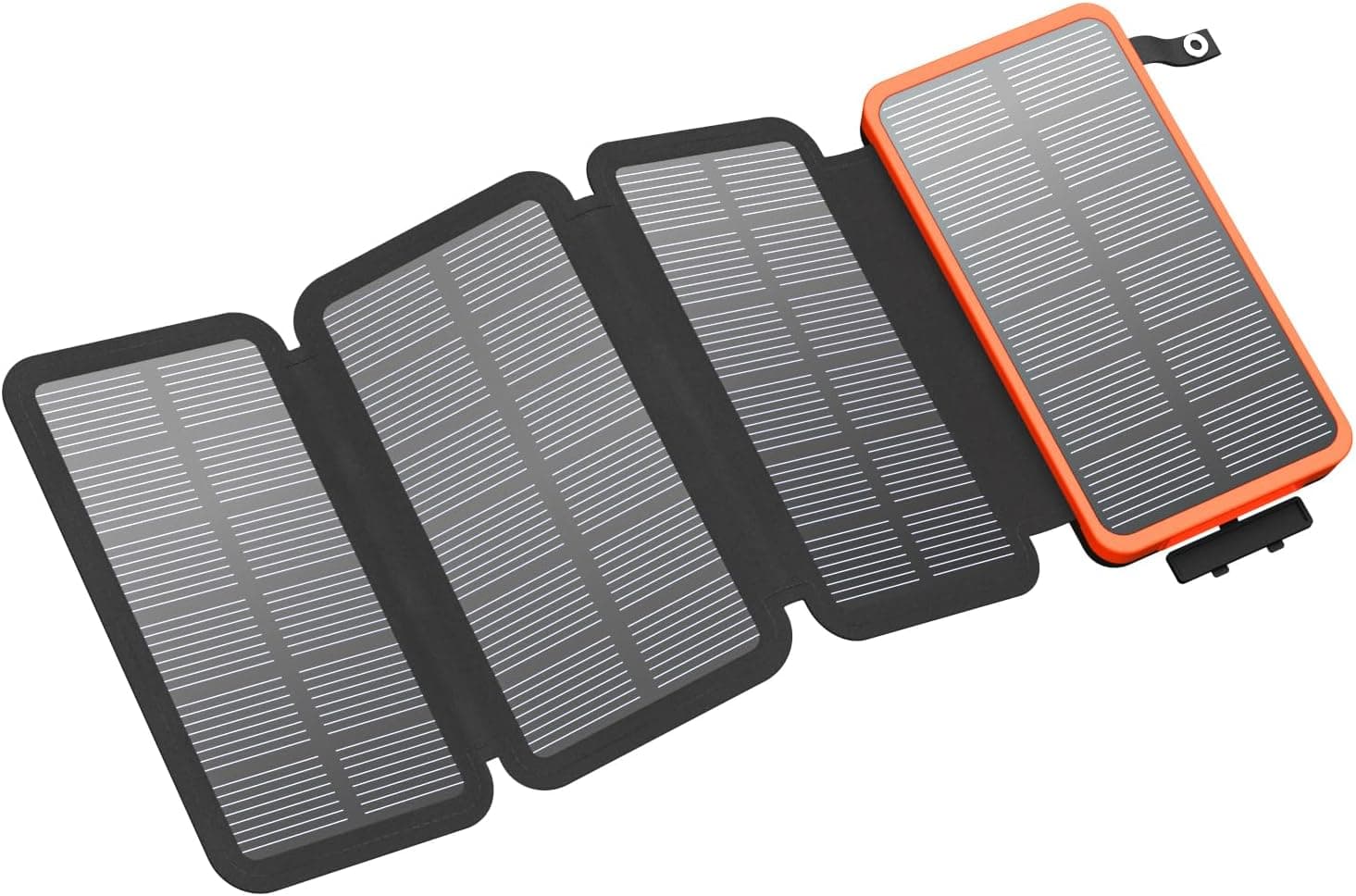 FEELLE Carregador solar Power Bank 25000 mAh, com saída dupla USB de 3,0 A e 4 painéis solares dobráveis