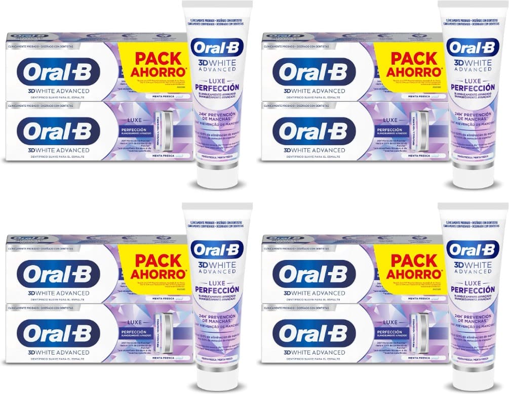 Oral-B 3D White Advanced Luxe Perfection pasta de dentes branqueadora, 75 ml x 8