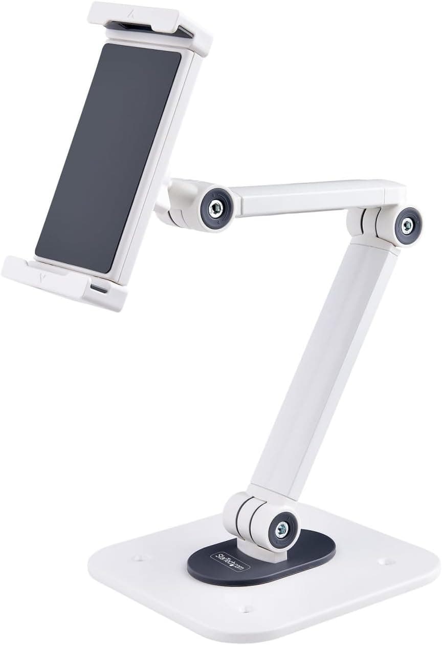 StarTech.com Tablet Stand for Desk ajustável - Wall Mountable - Capacity 2,2 lb (1 kg) - Ergonomic Articulating Universal Tablet Stand - Tablet Holder for Desk Pivot / Swivel/Rotate