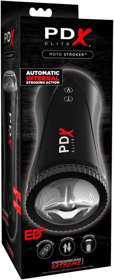 Masturbador masculino PDX Moto Stroker, Black, 14 cm