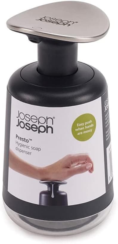 Joseph Joseph Presto dispensador de sabão higiénico para casa de banho e cozinha, recarregável, cinzento/aço inoxidável