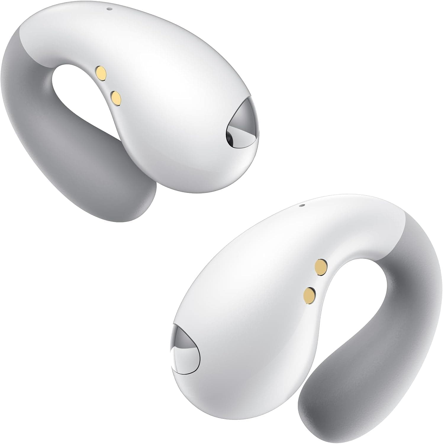 EUQQ Auriculares de condução óssea branco, auriculares sem fios desportivos com Bluetooth 5.3 e som envolvente, capacetes sem fios bluetooth desporto com design ergonómico para corrida e ginásio