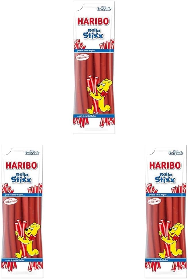 HARIBO Balla Stixx Morango | Gomas doces com sabor a morango, pack de 3