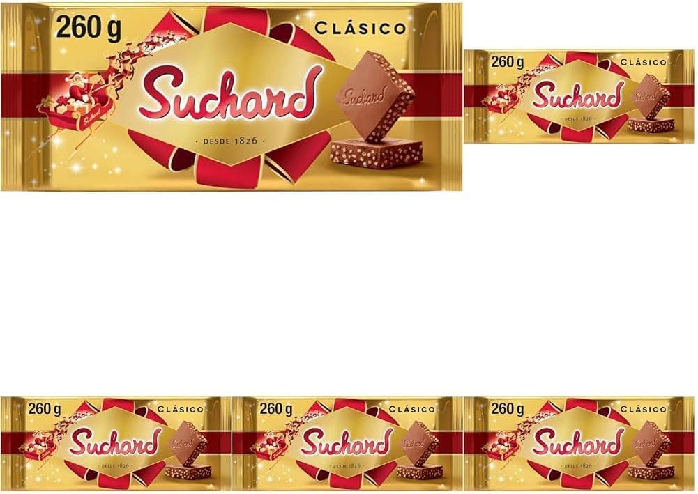Suchard Tablet de torrão de chocolate com leite com arroz inflado 260 g, pack de 5