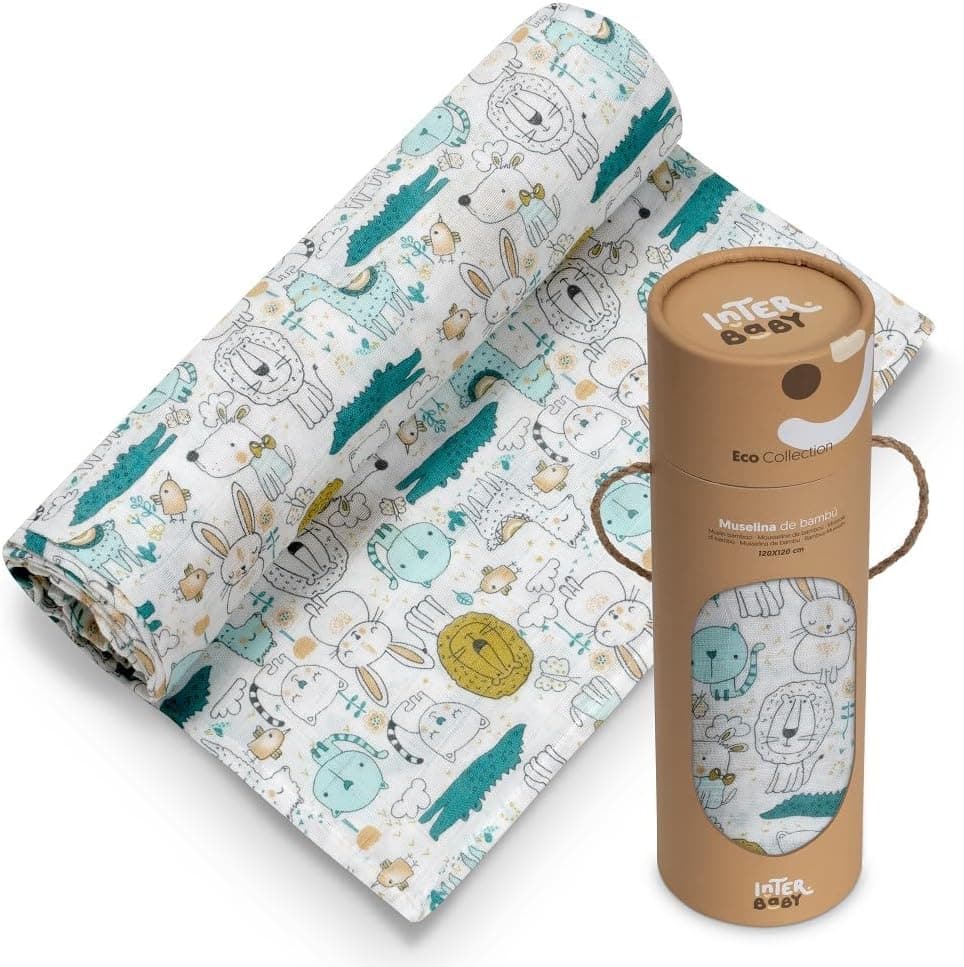Interbaby Baby Bamboo Muslin 120 x 120 cm | Manta para bebé de bamboo