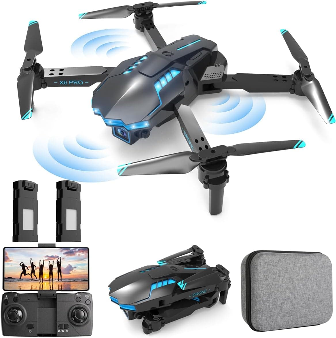 Dron com câmara HD 1080P para crianças e adultos, RC Quadcopter Drone dobrável para iniciantes, brinquedos para meninos e meninas presentes de Natal