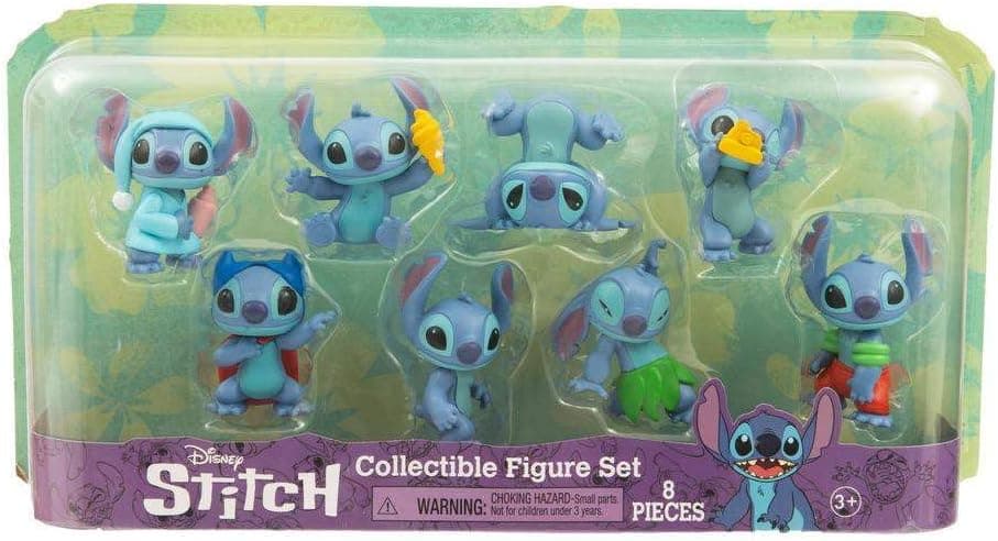 Cápsulas mágicas da Disney - Stitch Collectible Figure Set, conjunto de 8 figuras exclusivas de Stitch, com diferentes posturas e acessórios, brinquedo colecionável, meninos e meninas + 3 anos, famosa