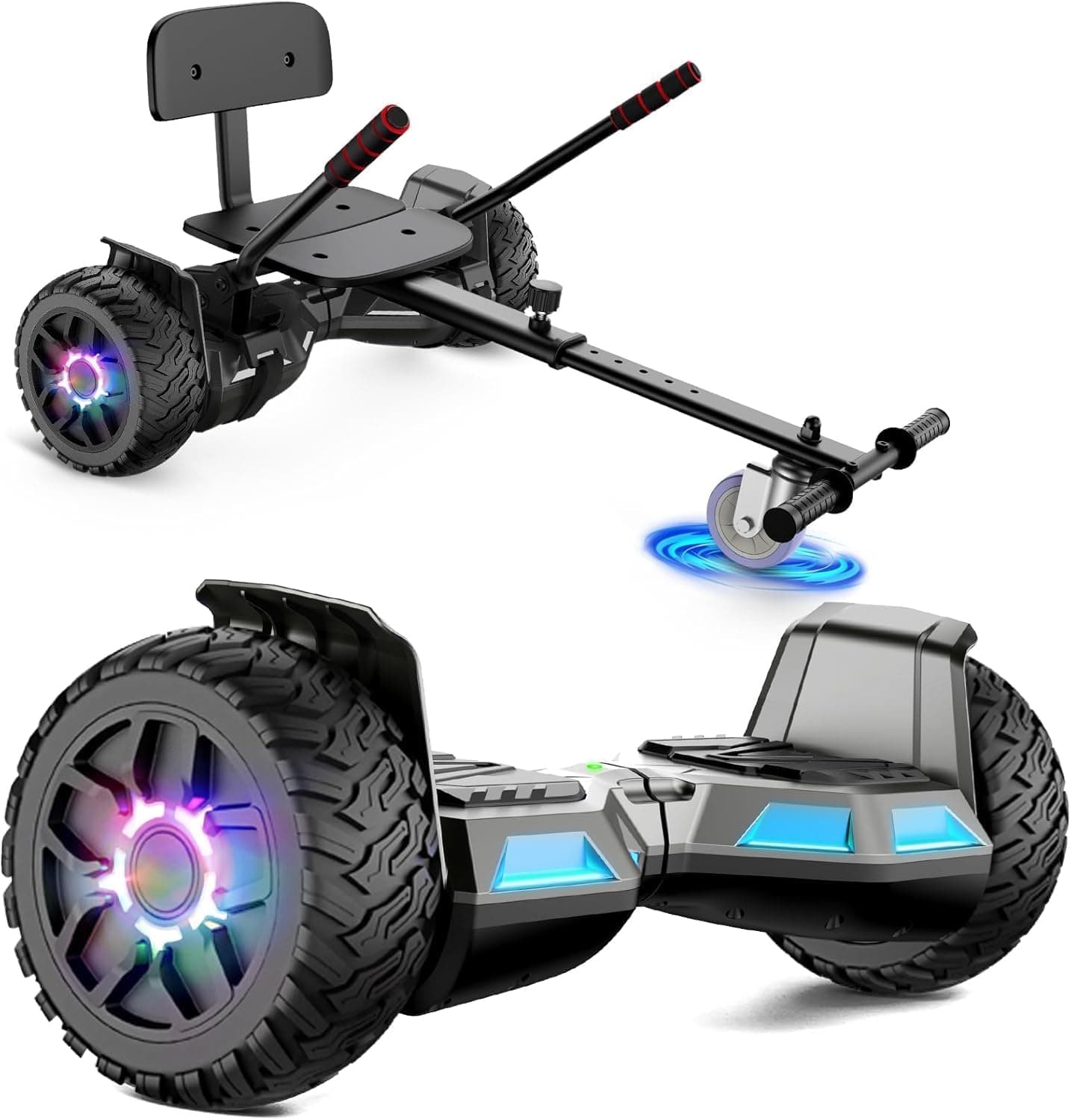 SISIGAD Hoverboard 8.5" | Hoverboard todo-o-terreno com banco, luzes LED e Bluetooth