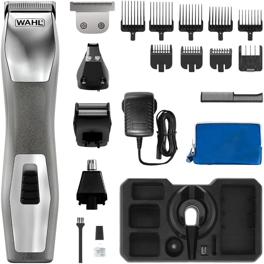 WAHL Chromium Multigroomer 11 em 1, capacidade de cortar sobrancelhas, aparador corporal, aparador de barba para homens, barbear corporal, barbear facial, totalmente lavável, conjunto de higiene