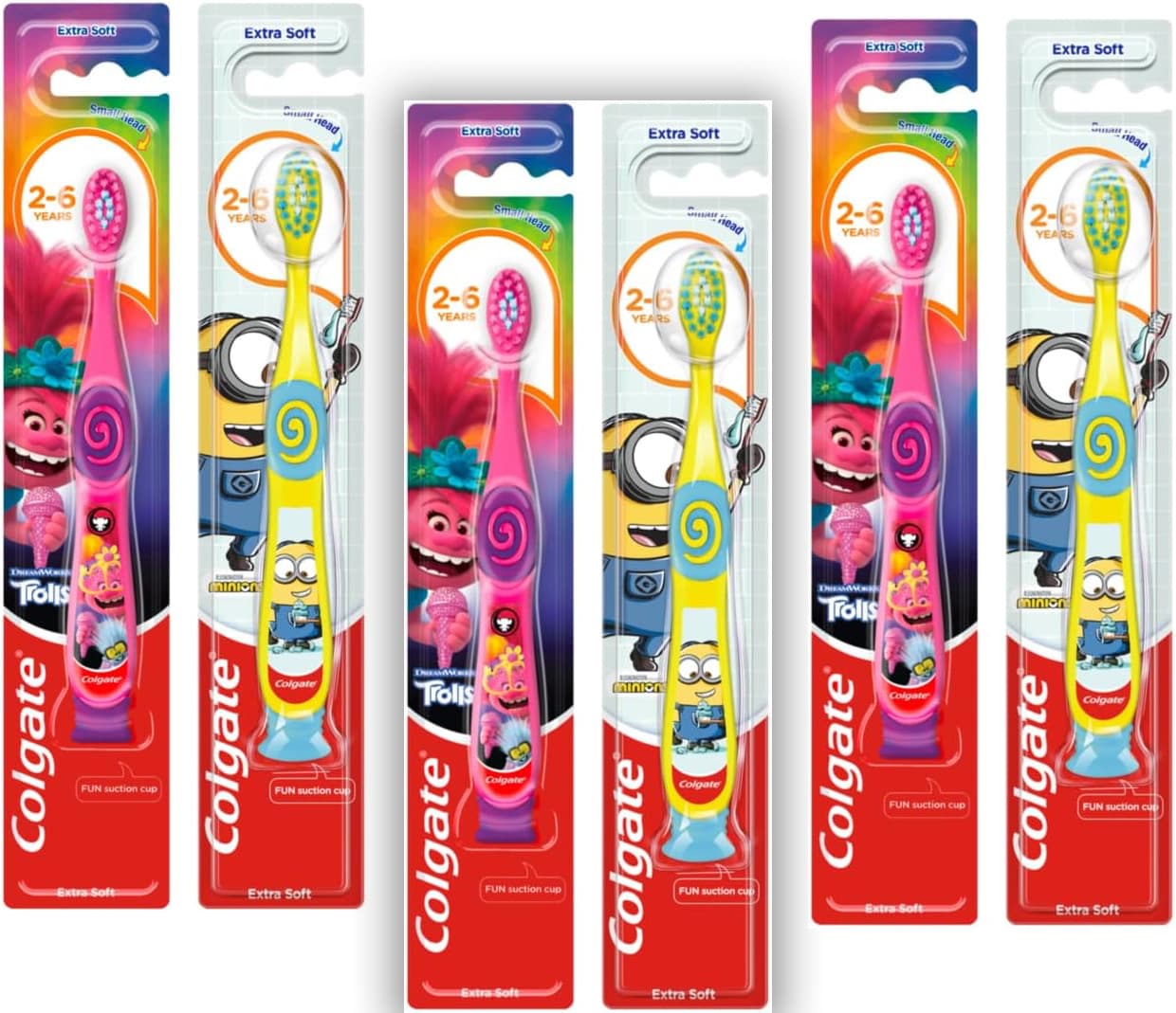 Colgate Escova de dentes extra macia, para crianças dos 3 aos 5 anos, pack 2 x 3 = 6
