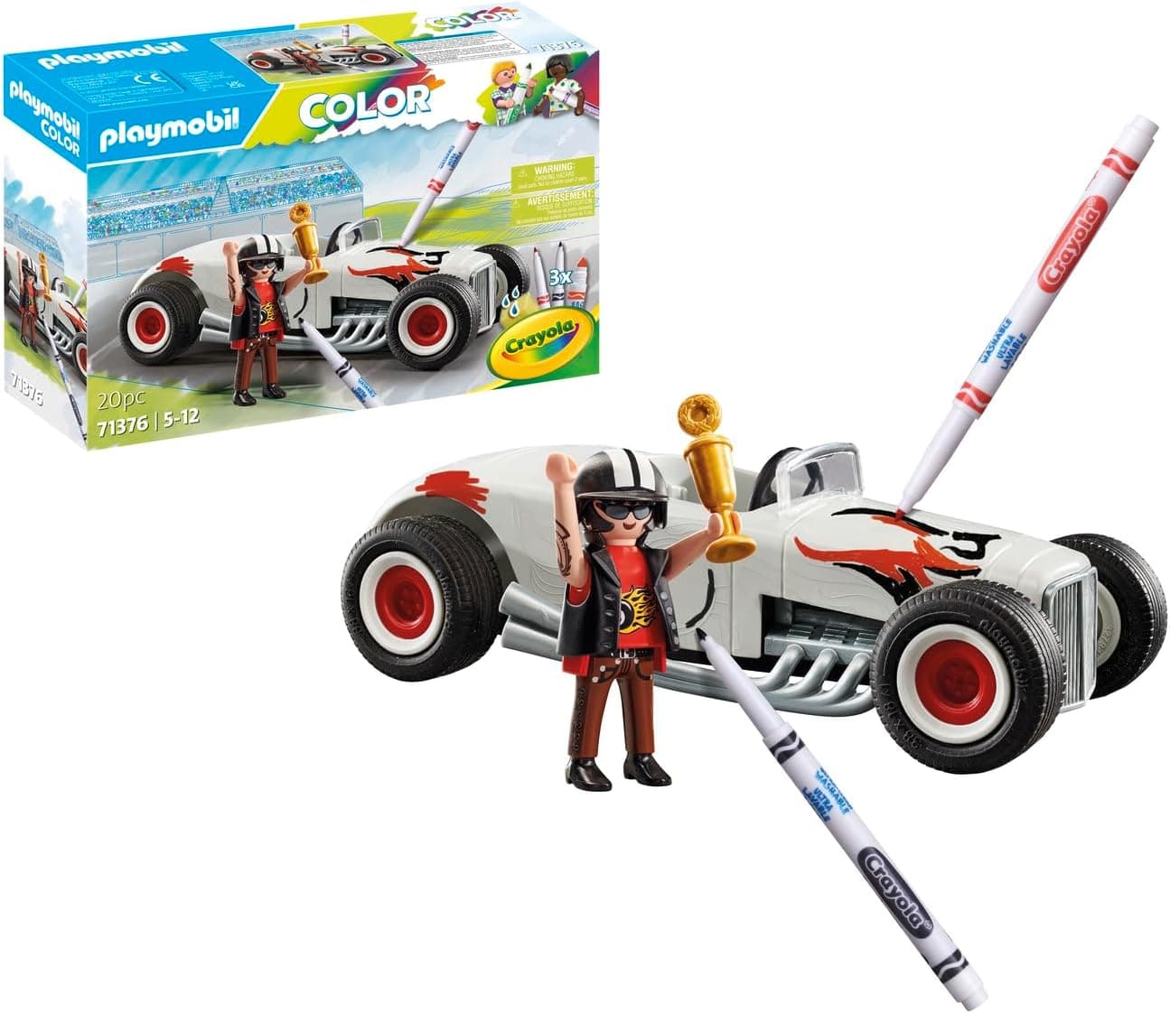 PLAYMOBIL Color 71376 | Hot Rod para colorir com marcadores e acessórios para crianças a partir dos 5 anos