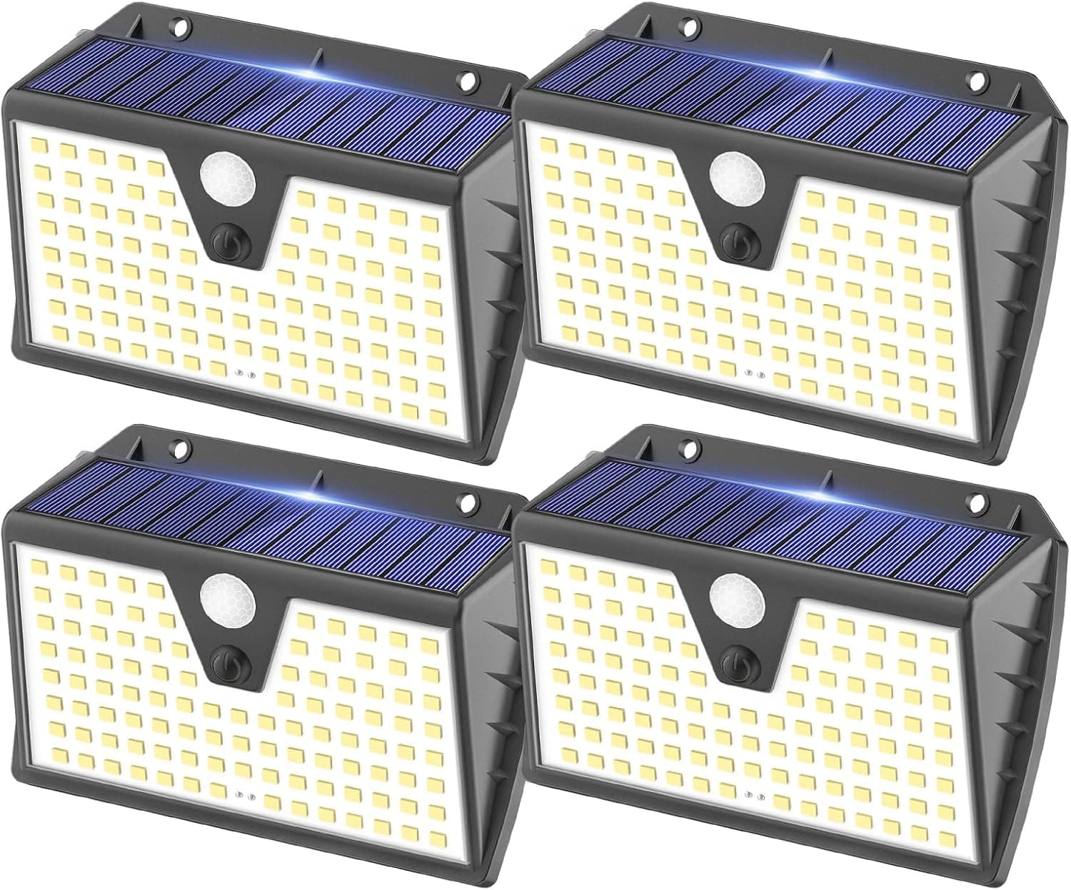SEZAC Luz solar exterior jardim, 3 modos holofotes solares exterior com sensor de movimento, IP67 luzes solares impermeáveis, candeeiros solares exteriores e jardim para segurança e iluminação