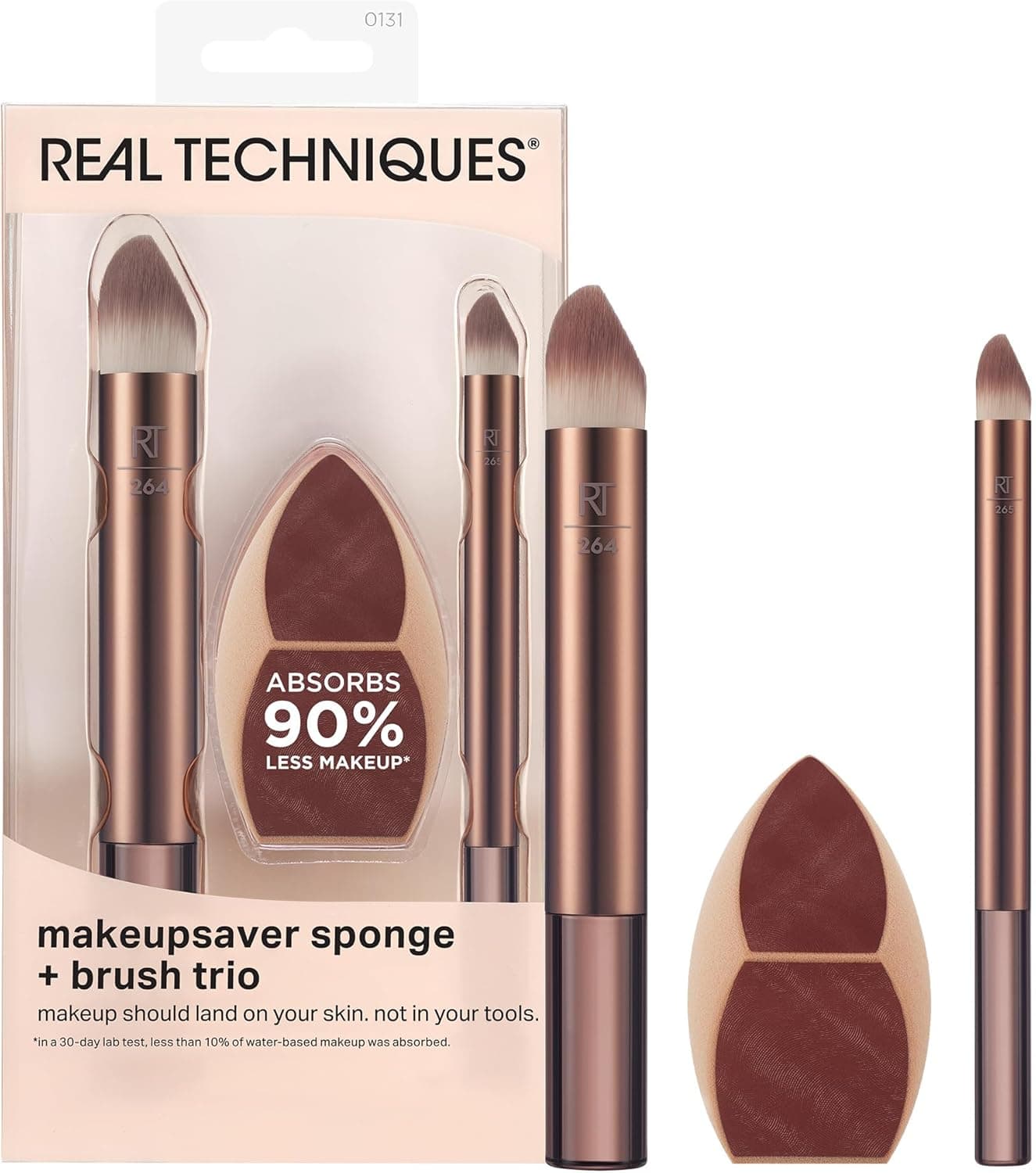 Real Techniques - Conjunto de esponja Makeupsaver pincéis para formulações líquidas e creme de maquilhagem, acabamento natural, reduz os resíduos de maquilhagem, sem crueldade nem látex, 3 produtos
