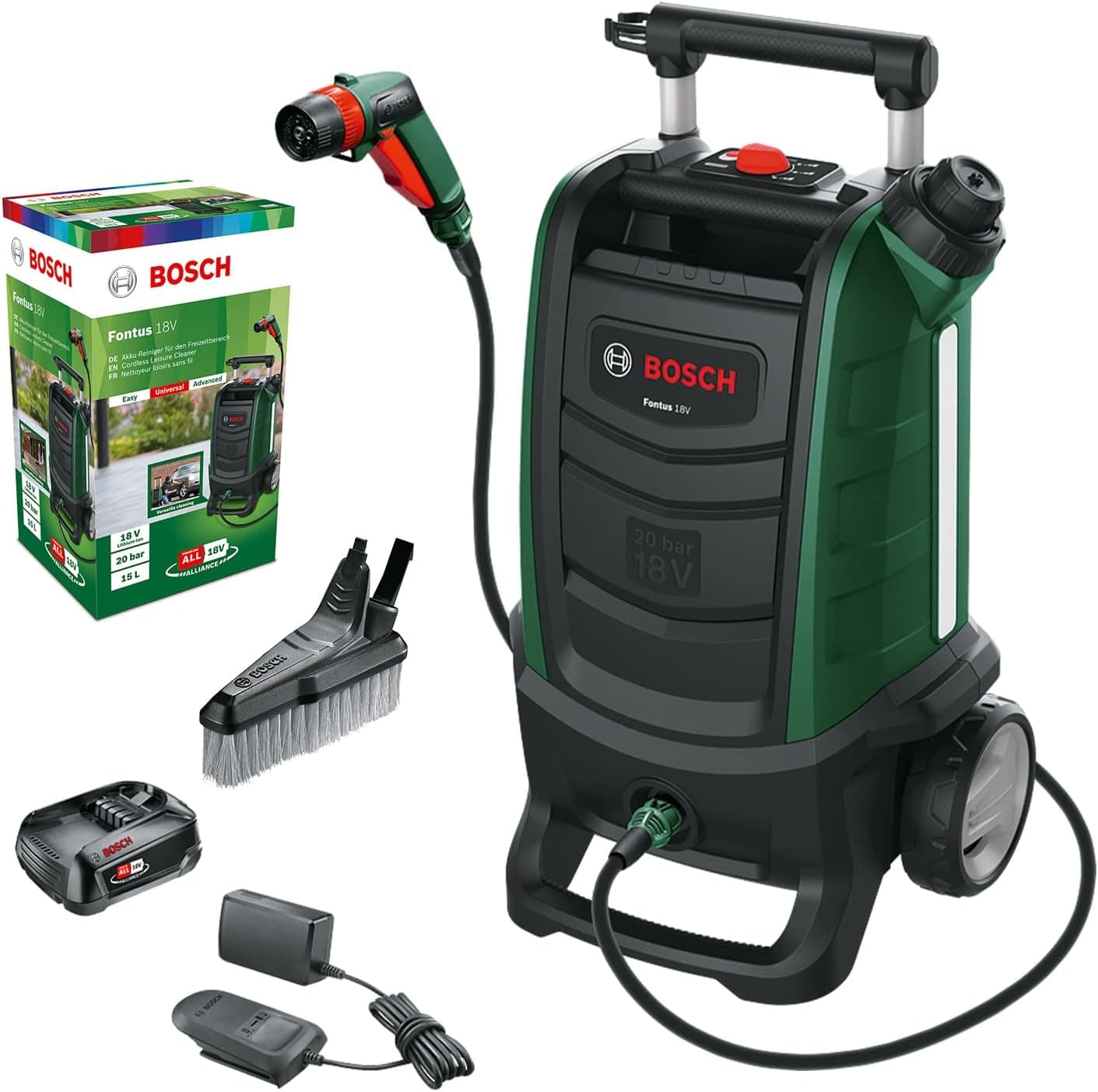 Bosch Home and Garden Limpeza de exterior a bateria Fontus 18 V (1 bateria, sistema de 18 V, em caixa)