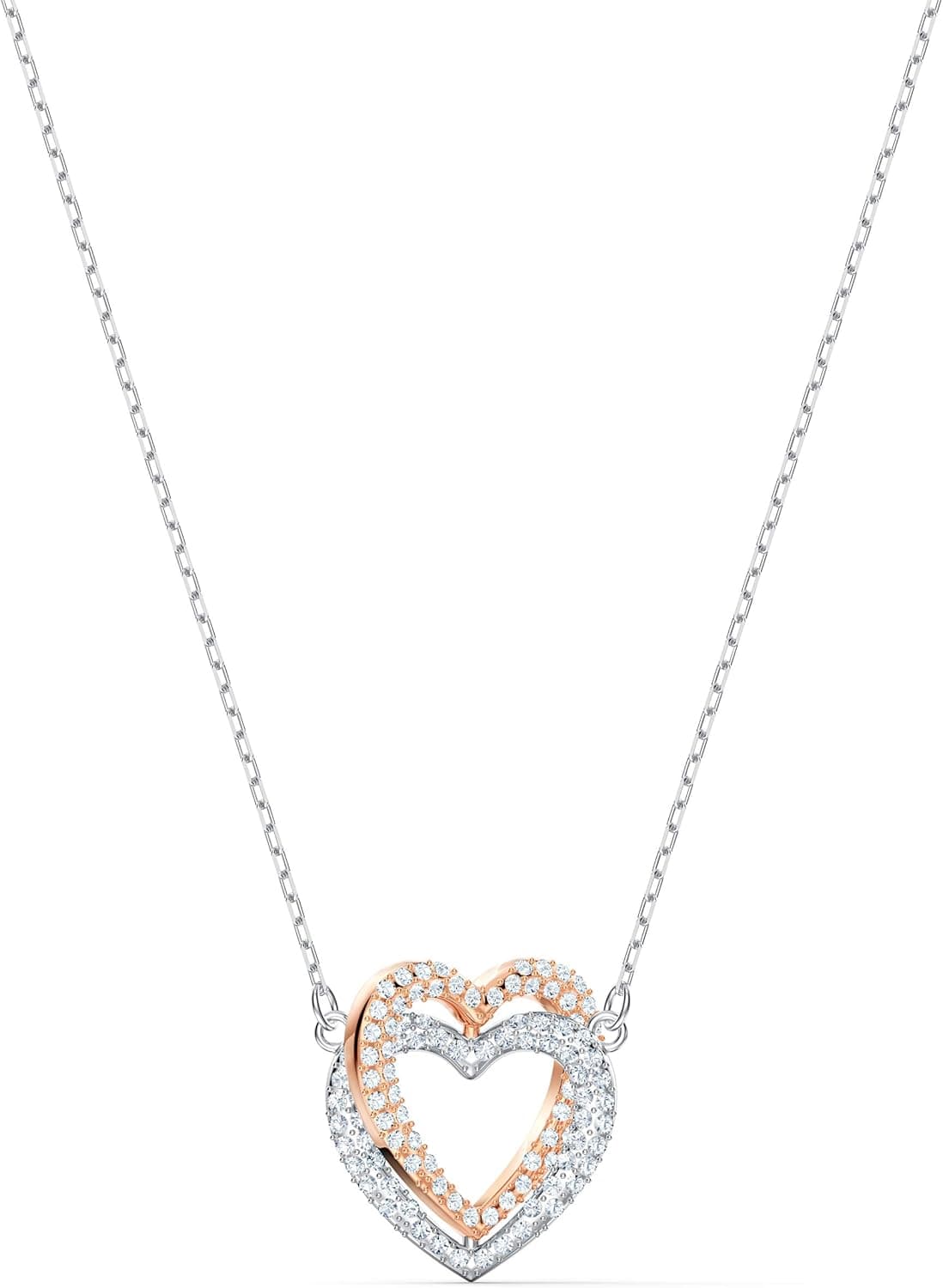 Swarovski Infinity colar Coração, Branco, Acabamento de combinação de metais