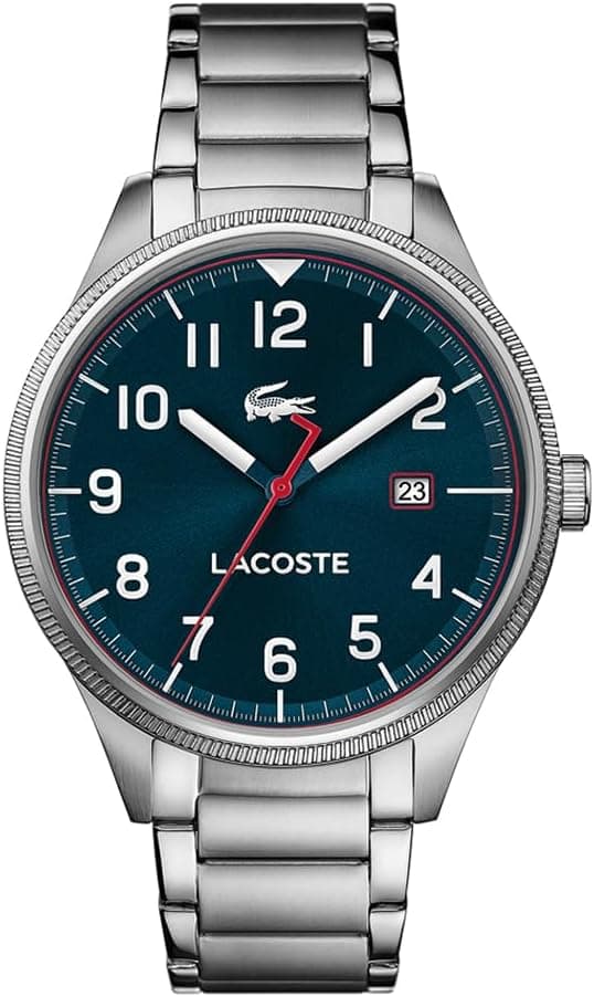 Lacoste Relógio analógico de quartzo para homem com correia em aço inoxidável prateado - 2011022