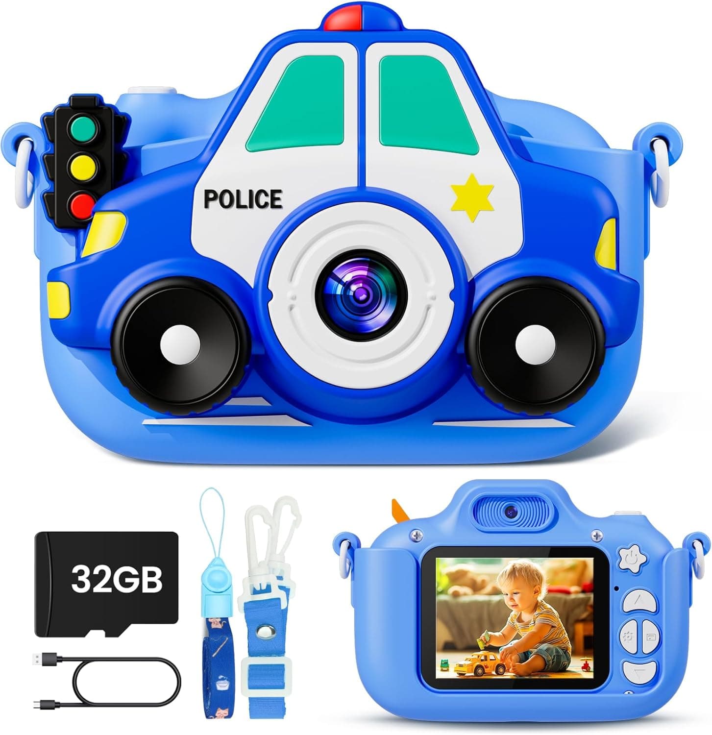 Câmara com fotos infantis, 1080 P 2.0" HD câmara digital selfie crianças, vídeo câmara fotos crianças com 32 GB cartão, câmara crianças, presentes brinquedos para meninos e meninas de 3-12 anos