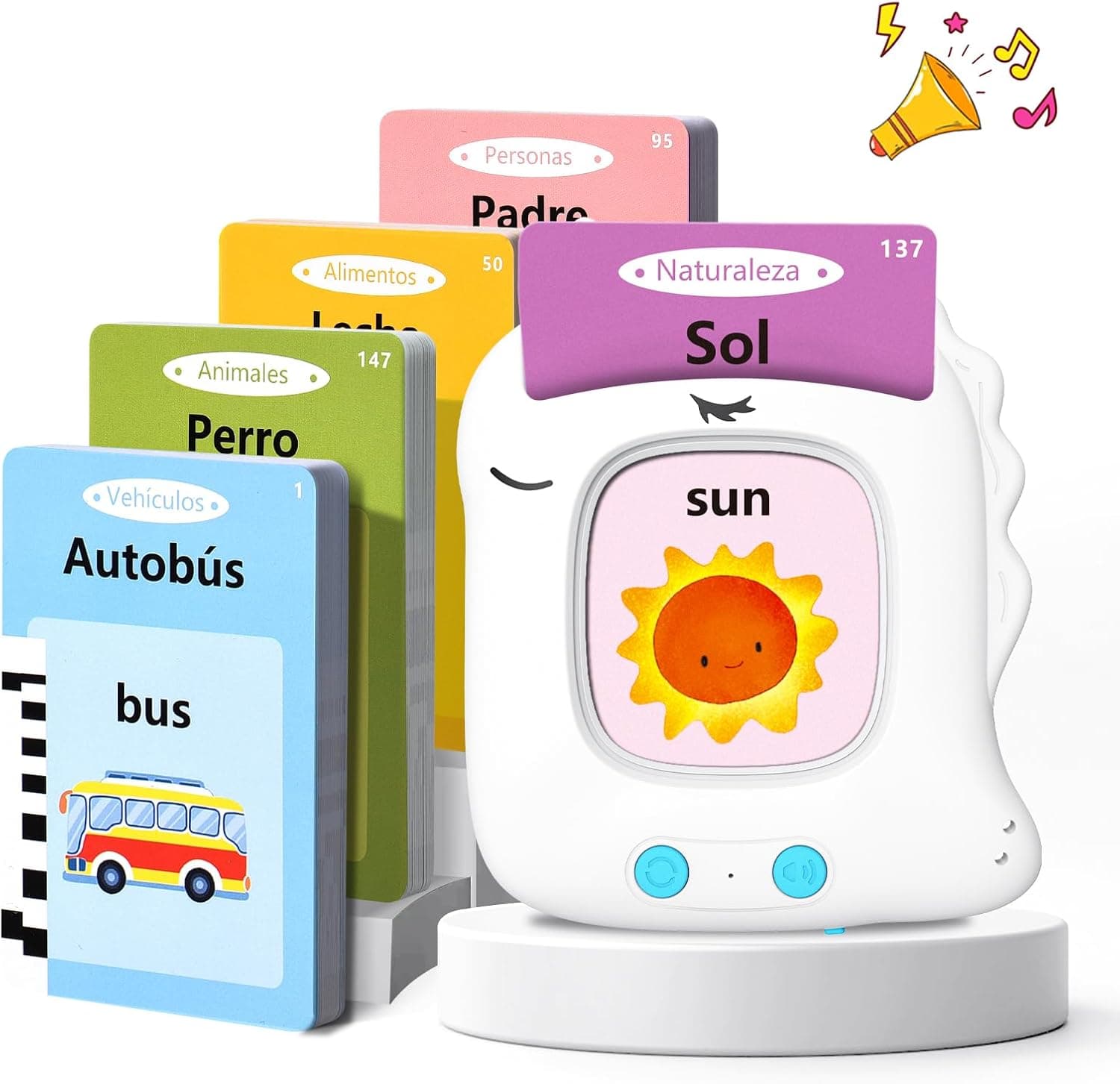 Cartões falantes, brinquedos educativos para crianças a partir dos 2 anos, 112 folhas, 224 palavras, cartões falantes, brinquedos educativos, cartão falante, espanhol/inglês/bilingue 