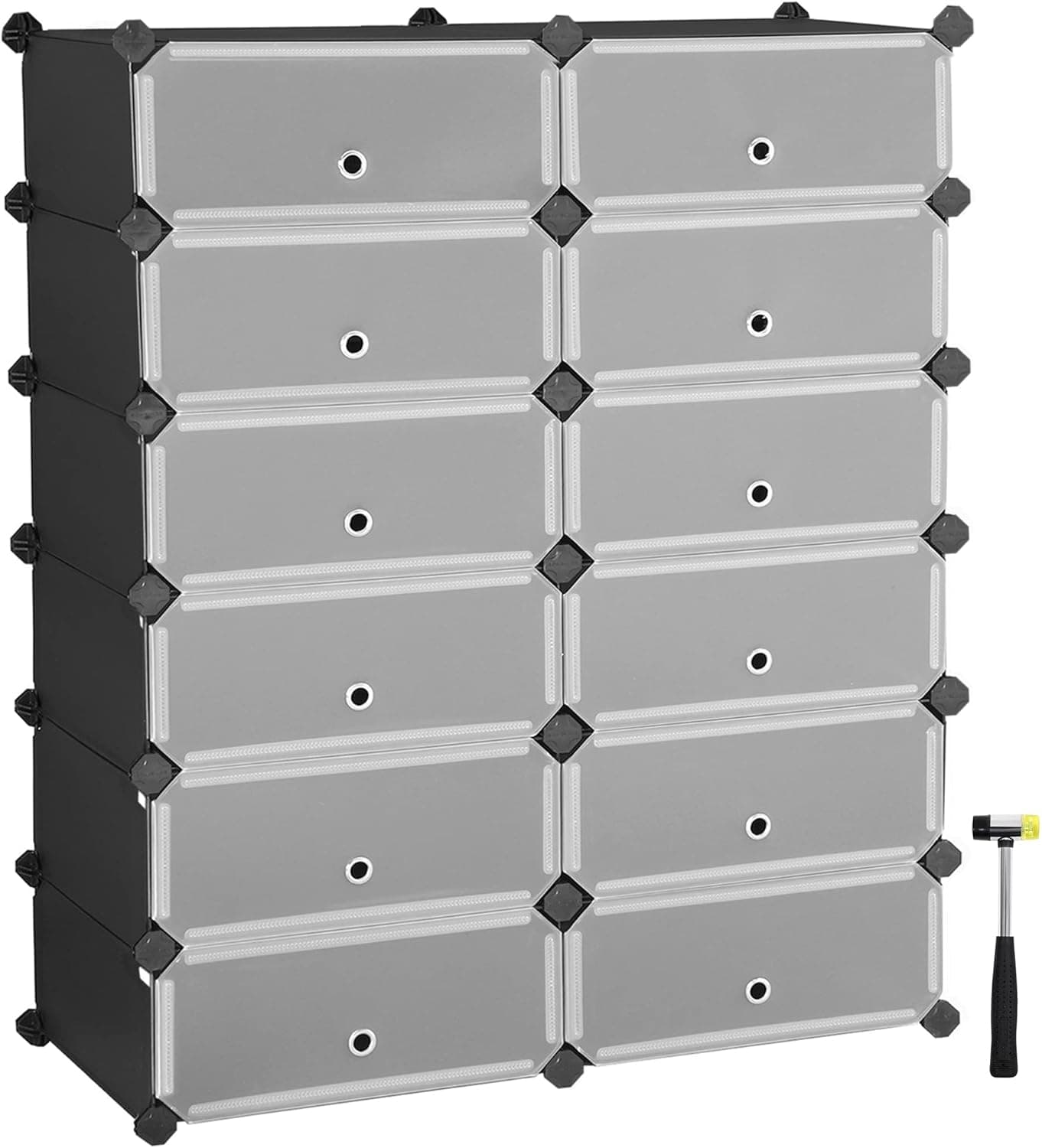 SONGMICS Sapateira modular, estante modular para bricolage de 12 ranhuras, 40 x 30 x 17 cm por ranhura, armário de arame metálico, preto LPC26HV1