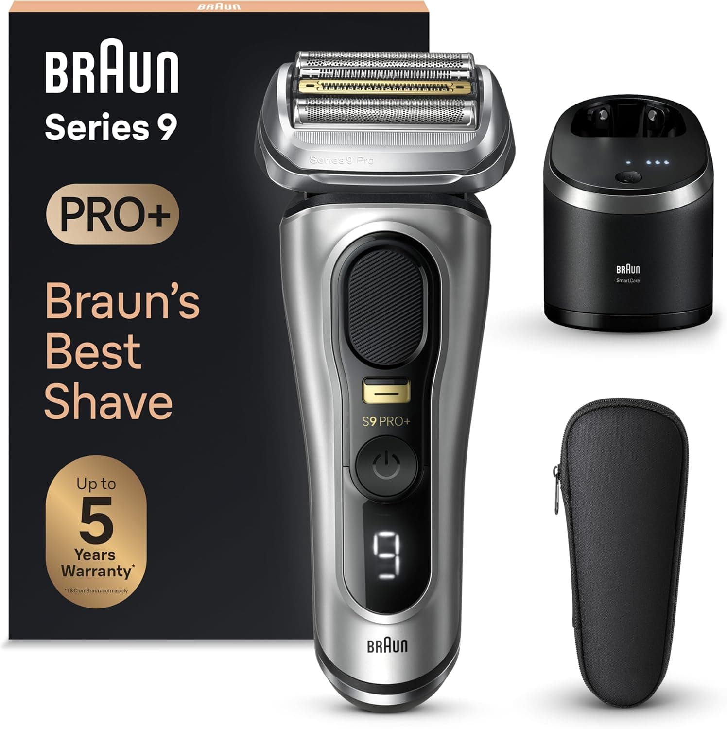 Braun Série 9 Pro máquina de barbear elétrica para homem, máquina de barbear barba, centro de limpeza SmartCare, seco e molhado, 9567cc