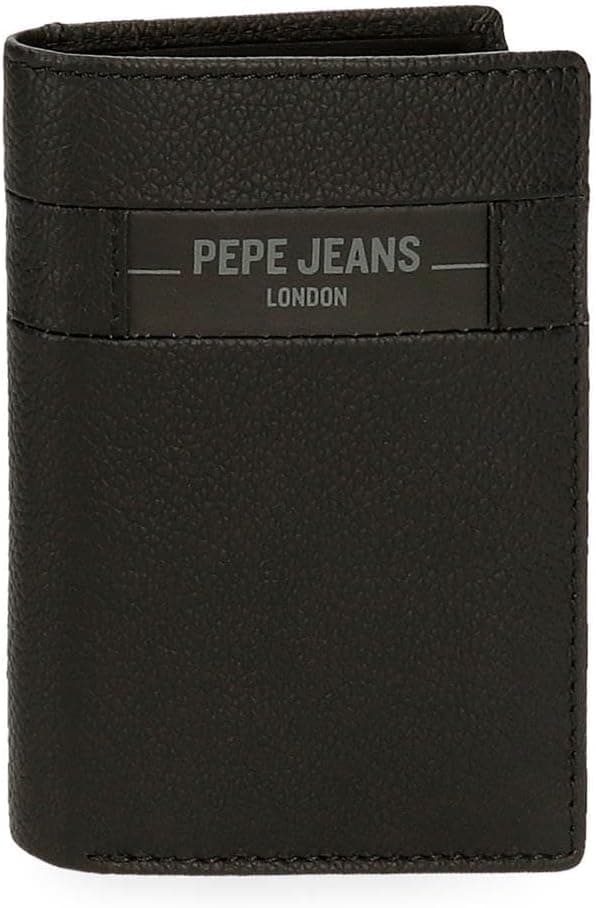 Pepe Jeans Checkbox Carteiras e carteiras de couro de bovino, preto, castanho, azul e cinzento, Preto, 