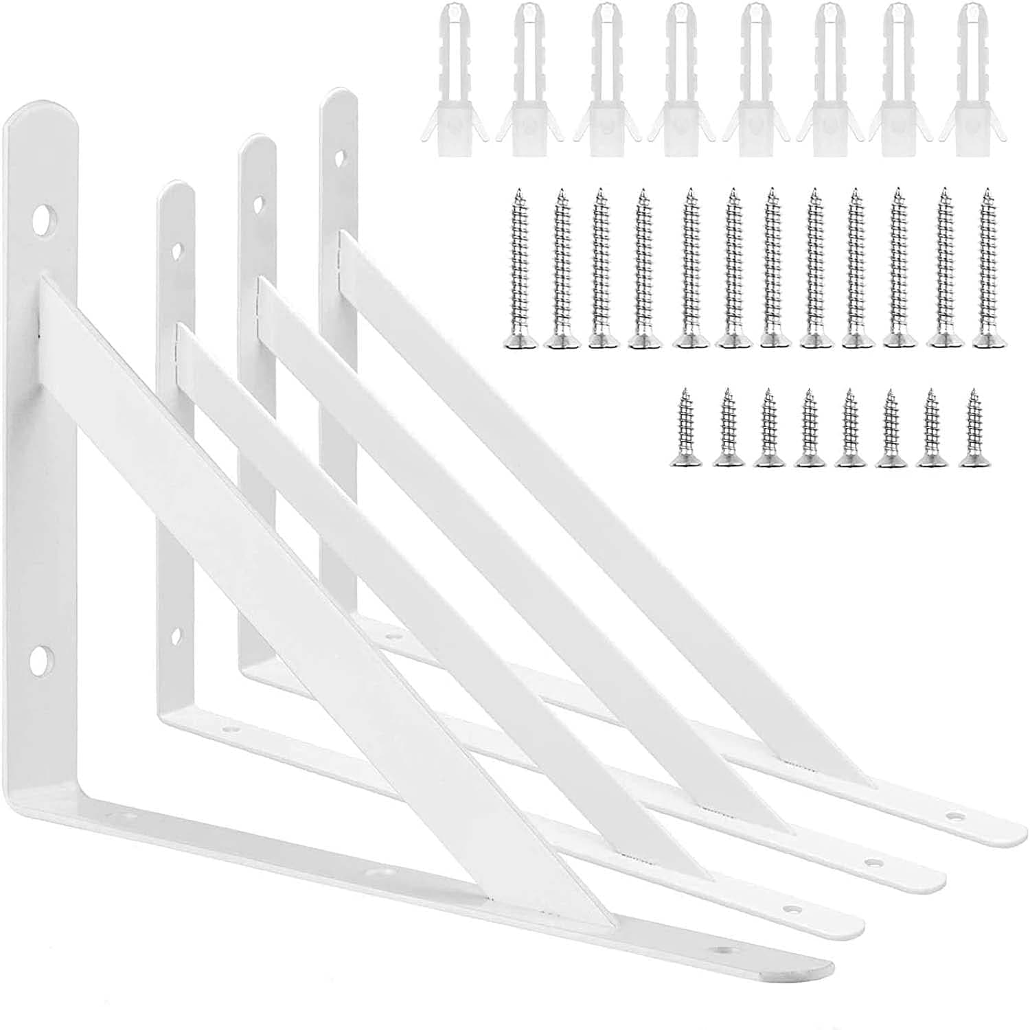AConnet | Conjunto de 4 suportes de prateleira metálicos triangulares brancos 250x160 mm