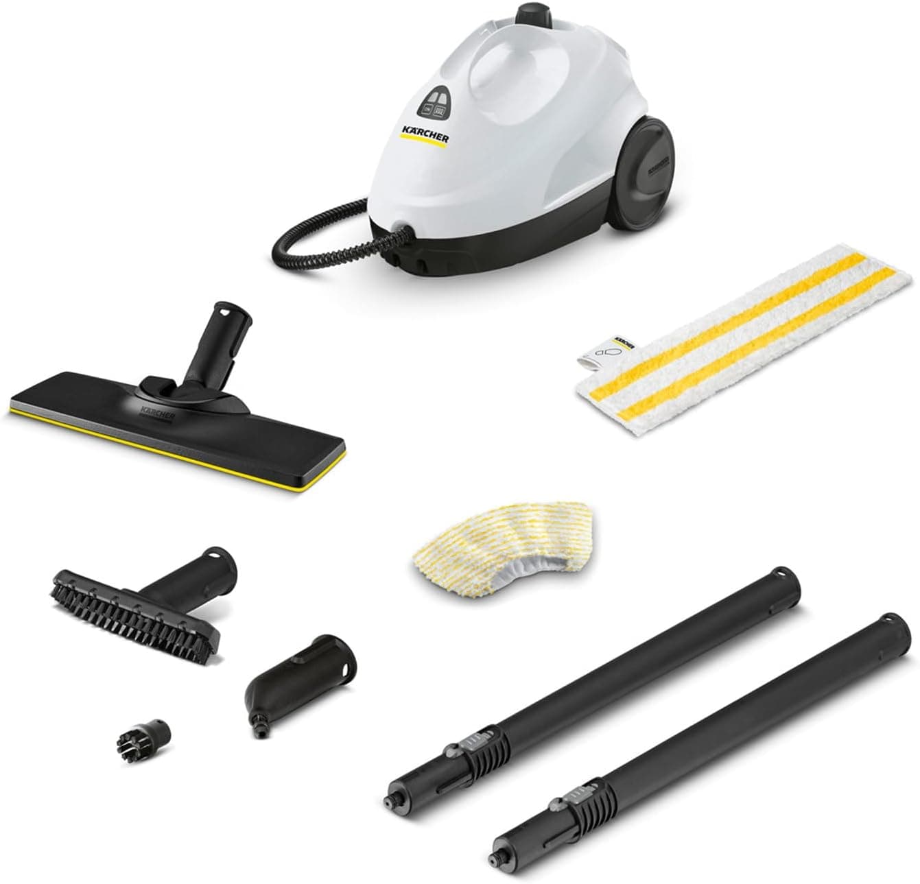 Kärcher Limpador a vapor SC 2 EasyFix, pressão vapor: 3,2 bar, tempo de aquecimento: 6,5 min, potência: 1500 W, desempenho: 75 m², depósito: 1 l, kit de limpeza EasyFix e boquilhas