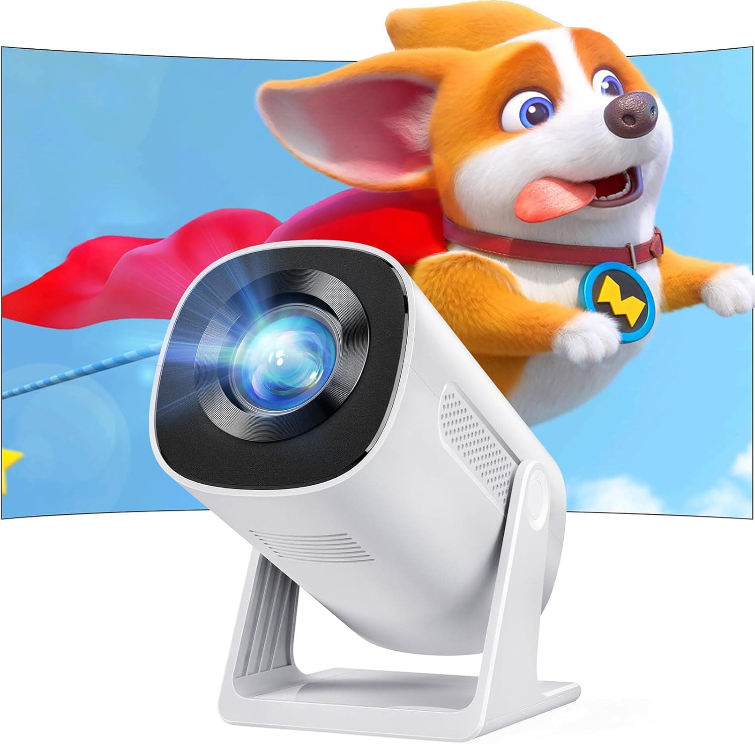 AKIYO O3 | Mini projetor portátil Full HD 1080P com rotação de 270°, zoom de 50% e ligação Bluetooth/iOS/Android/TV Stick