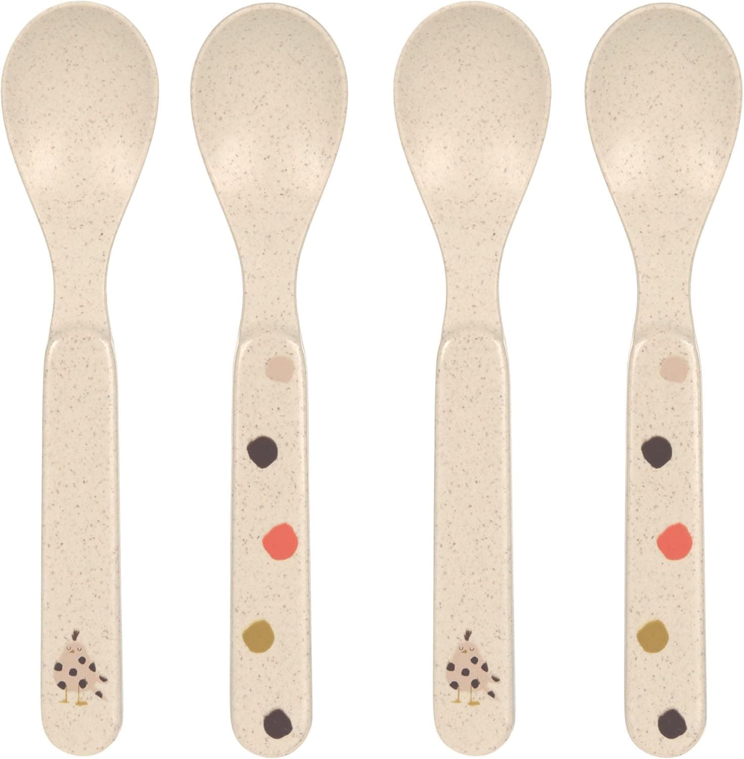 LÄSSIG Conjunto de colheres para crianças (4 peças) talheres infantis sem BPA, adequados para máquina de lavar louça/Spoon Set 4 peças. PP/Celulose Little Mateys spicy laranja
