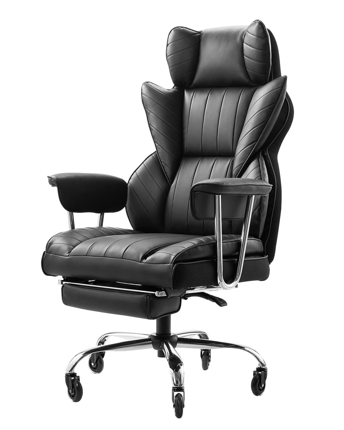 VEVOR Cadeira de executiva de escritório com encosto alto apoio para os pés cadeira de secretária ergonómica com almofada de espuma de alta resistência cadeira giratória de couro PU para trabalhar