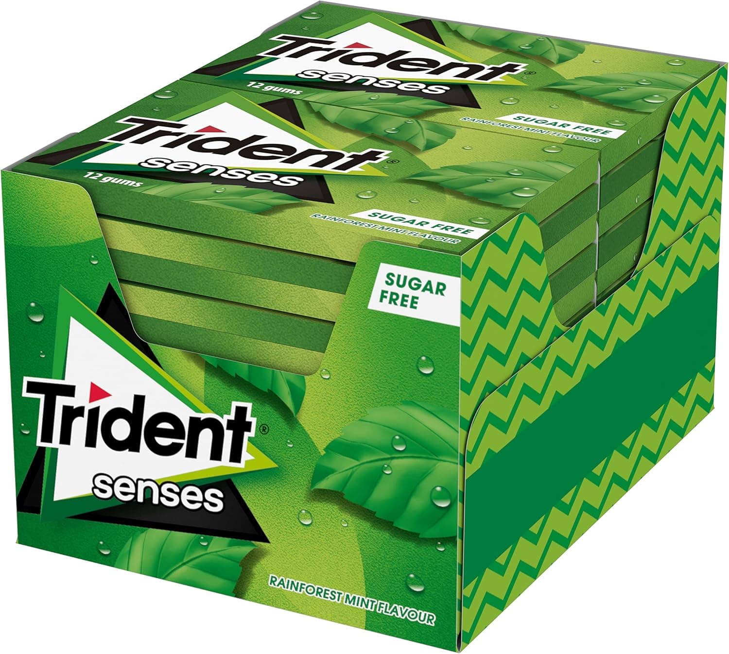 Trident Senses Spearmint- Pastilhas sem açúcar com sabor de hortelã, embalagem de 12 embalagens de 23 g