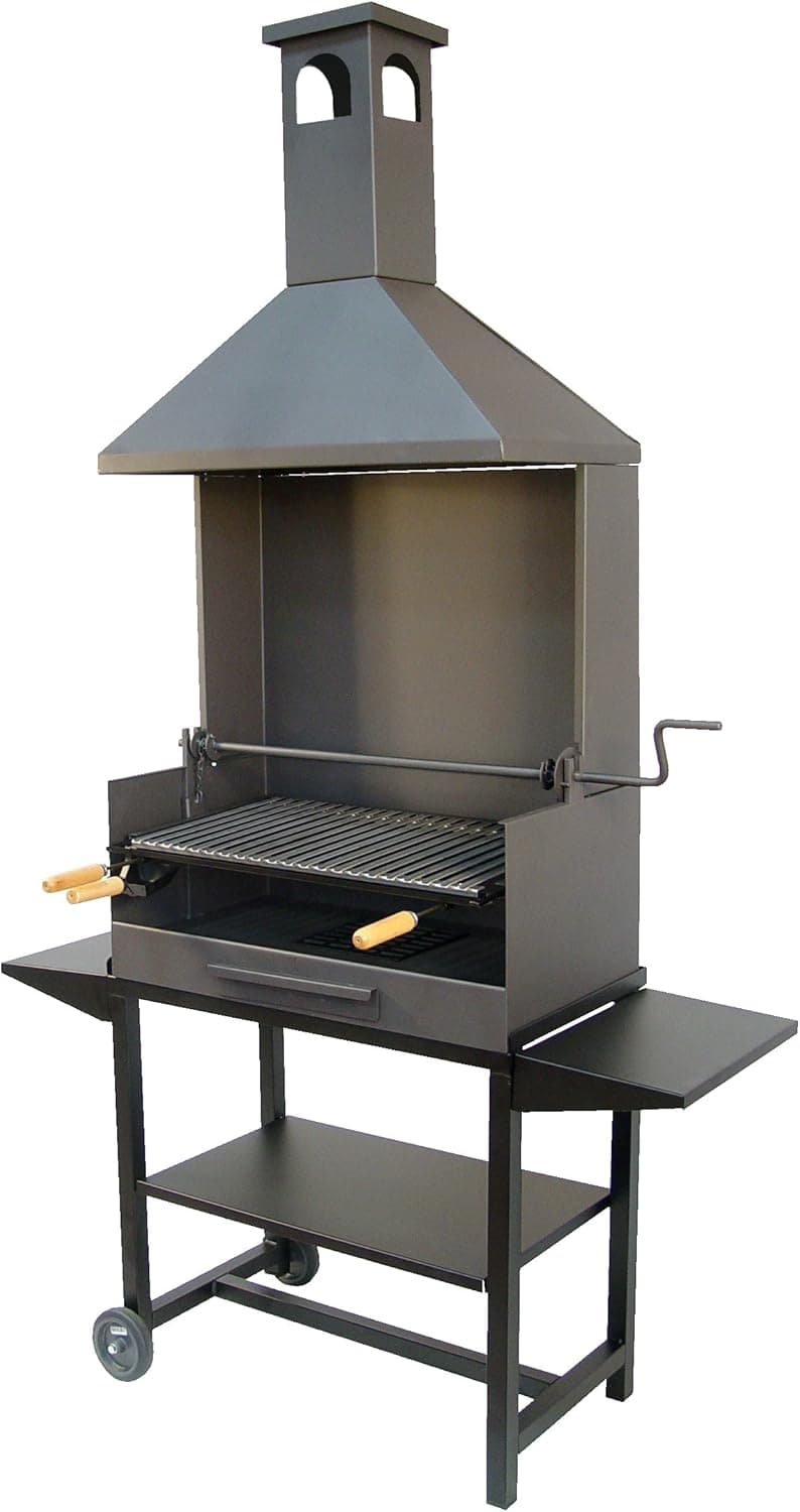 Imex El Zorro 71531 - Churrasco lareira com rodas, elevador, grelha inox e bandejas metálicas