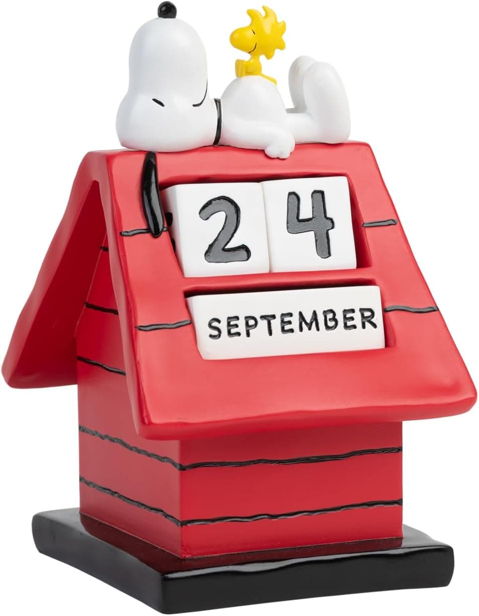 Calendário perpétuo 3D Snoopy Doghouse - calendário 3D Snoopy - Snoopy figura ideal decoração Snoopy quarto - calendário mesa de figura Snoopy, licença oficial