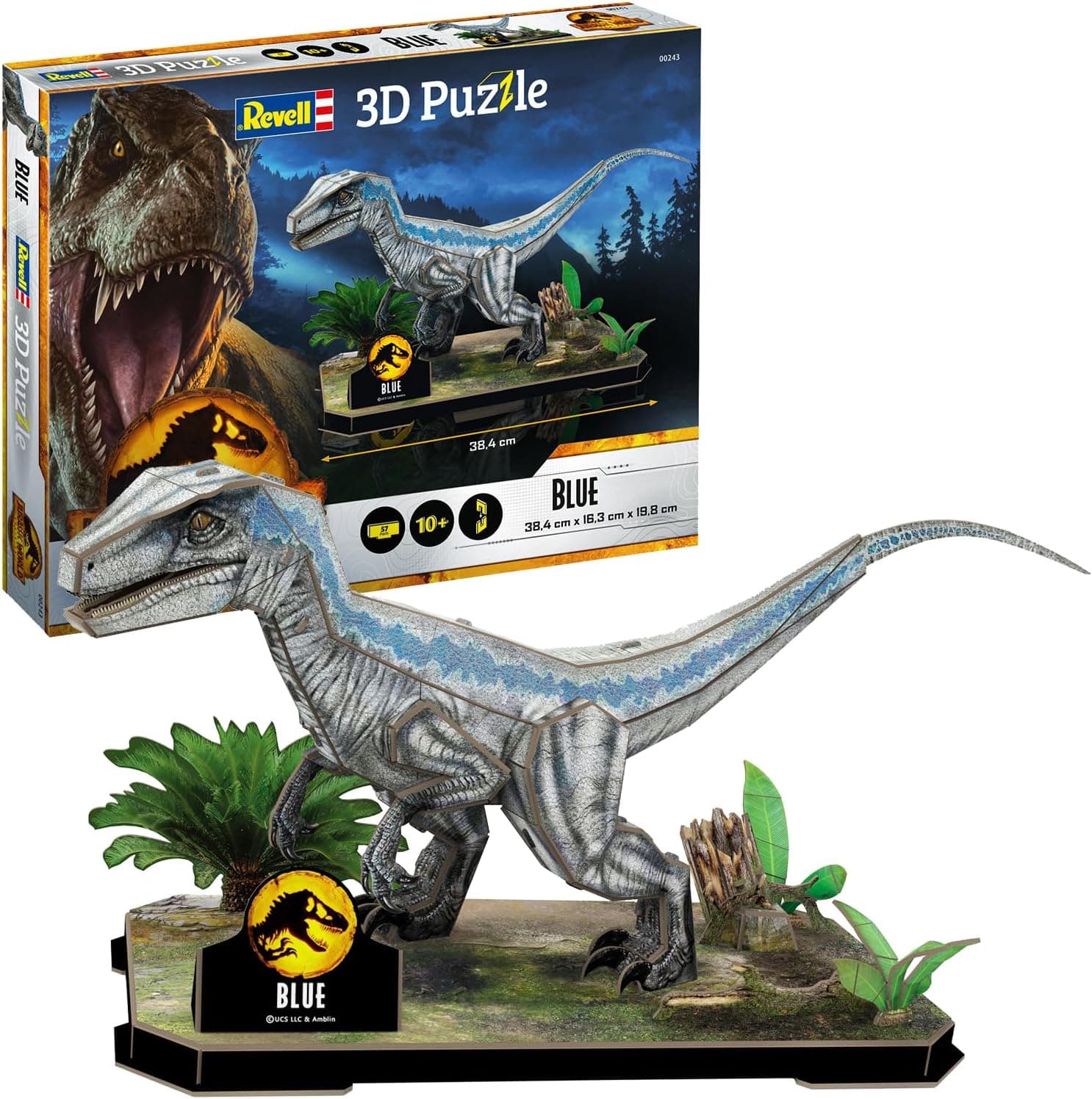 Revell 00243 Jurassic World-Blue Puzzle 3D dinossauros quebra-cabeças, multicolorido
