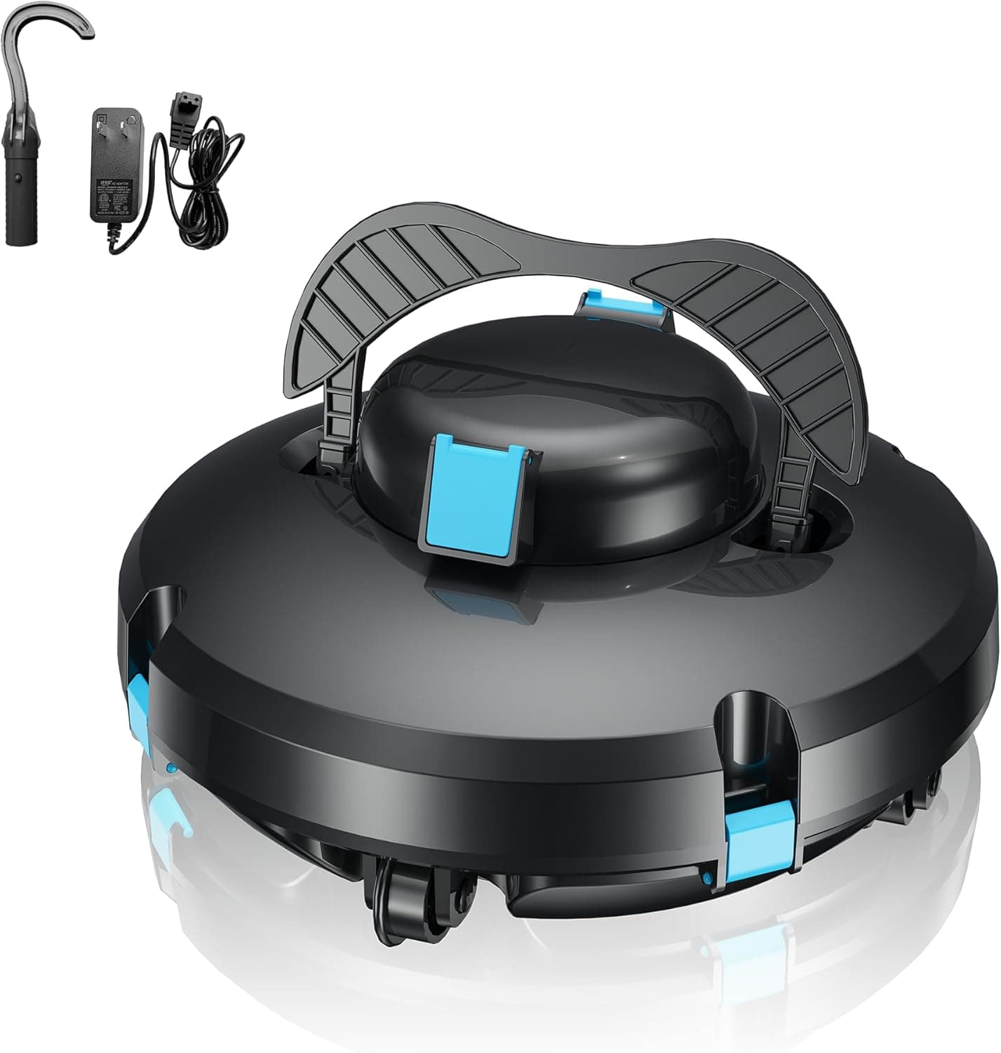 Vozascly S1 Robot Limpador de fundos de piscina, bateria de motor duplo, 130 mm de automonomia para piscinas elevadas de até 100 m², sobe brincos de 18 °, estacionamento automático, dupla filtragem