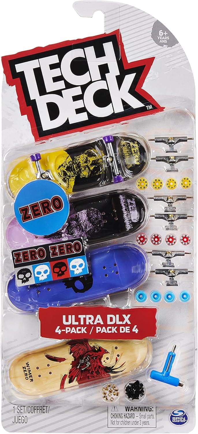Tech Deck - Finger Skate - Pack 4 FINGERBOARDS - Mini skates autênticos para dedos 96 mm personalizáveis - 6028815 - brinquedos crianças 6 anos - modelo aleatório