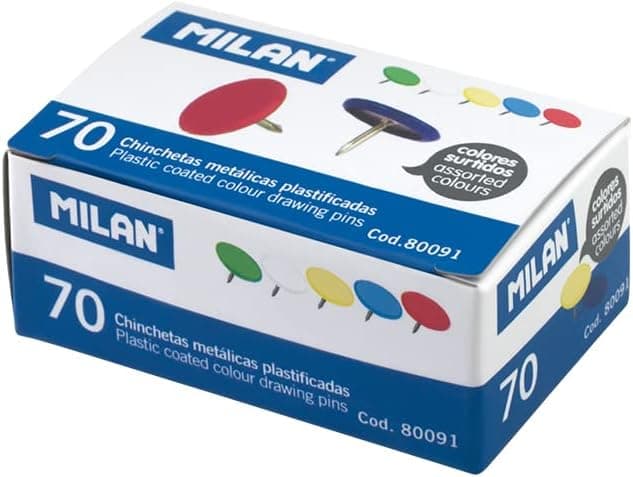 Caixa de 70 pioneses metálicos plastificados em cores sortidas MILAN®