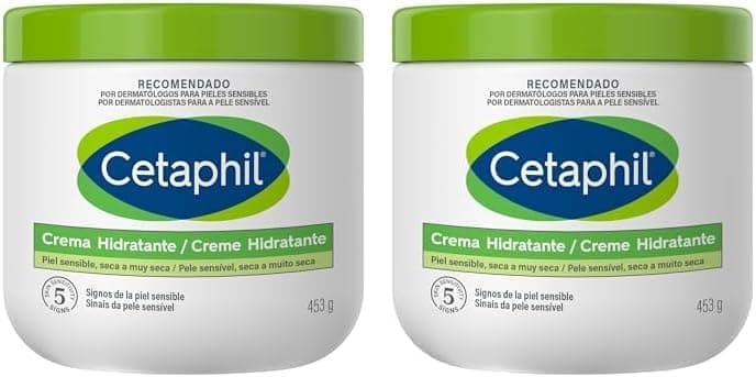 CETAPHIL Creme hidratante corporal e facial, para peles secas e sensíveis, hidrata até 48 horas, 453G (embalagem de 2)