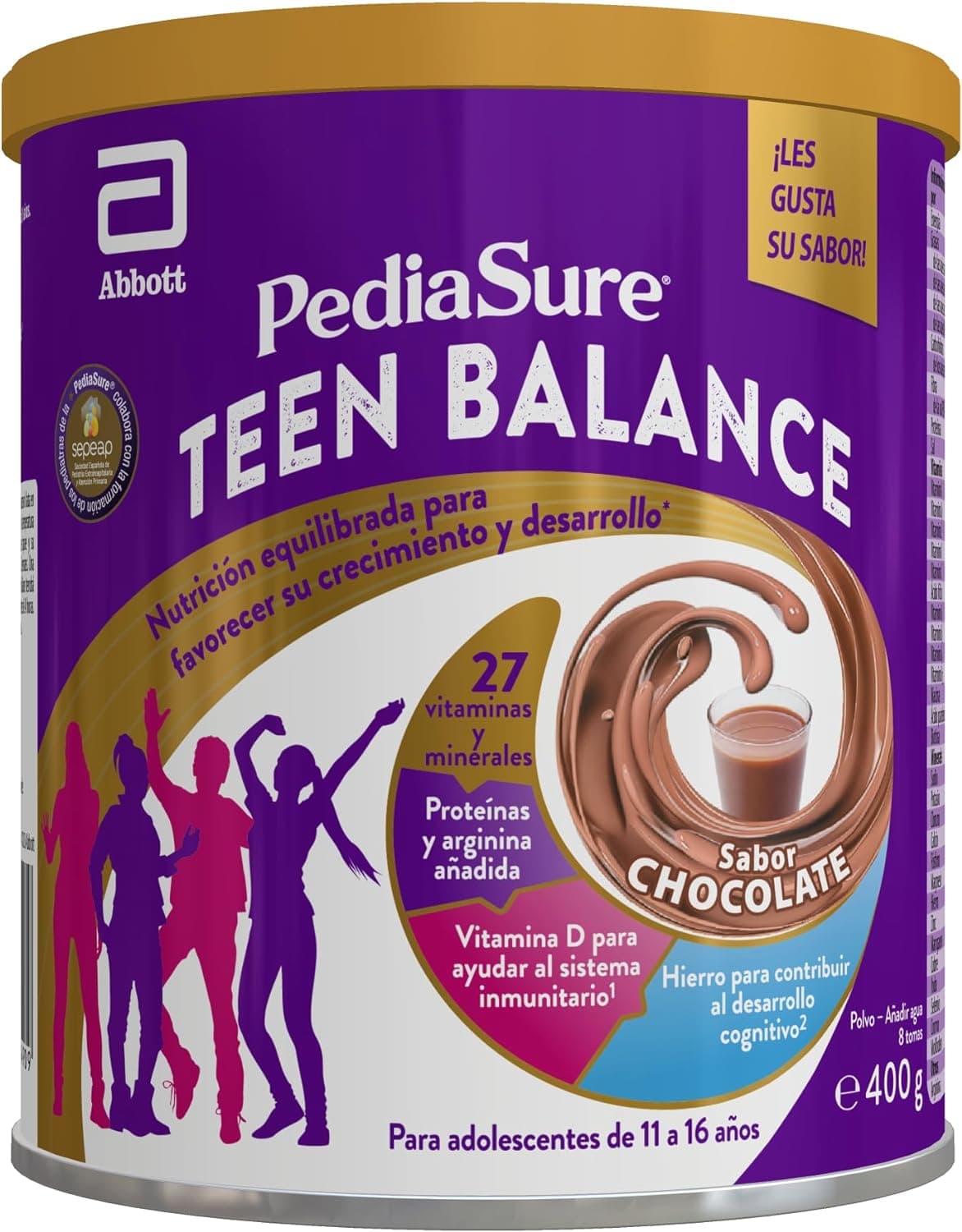 PediaSure Teen Balance Com magnésio, ferro e vitamina D Complemento alimentar para adolescentes com vitamaminas, proteínas, minerais sabor chocolate, 400 gramas